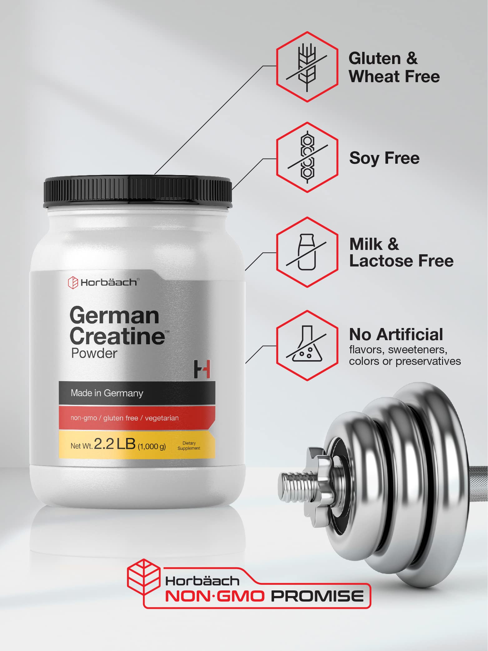 Foto 5 pulgar | Suplemento De Creatina Horbäach German Creapure En Polvo De 1000 G - Venta Internacional.