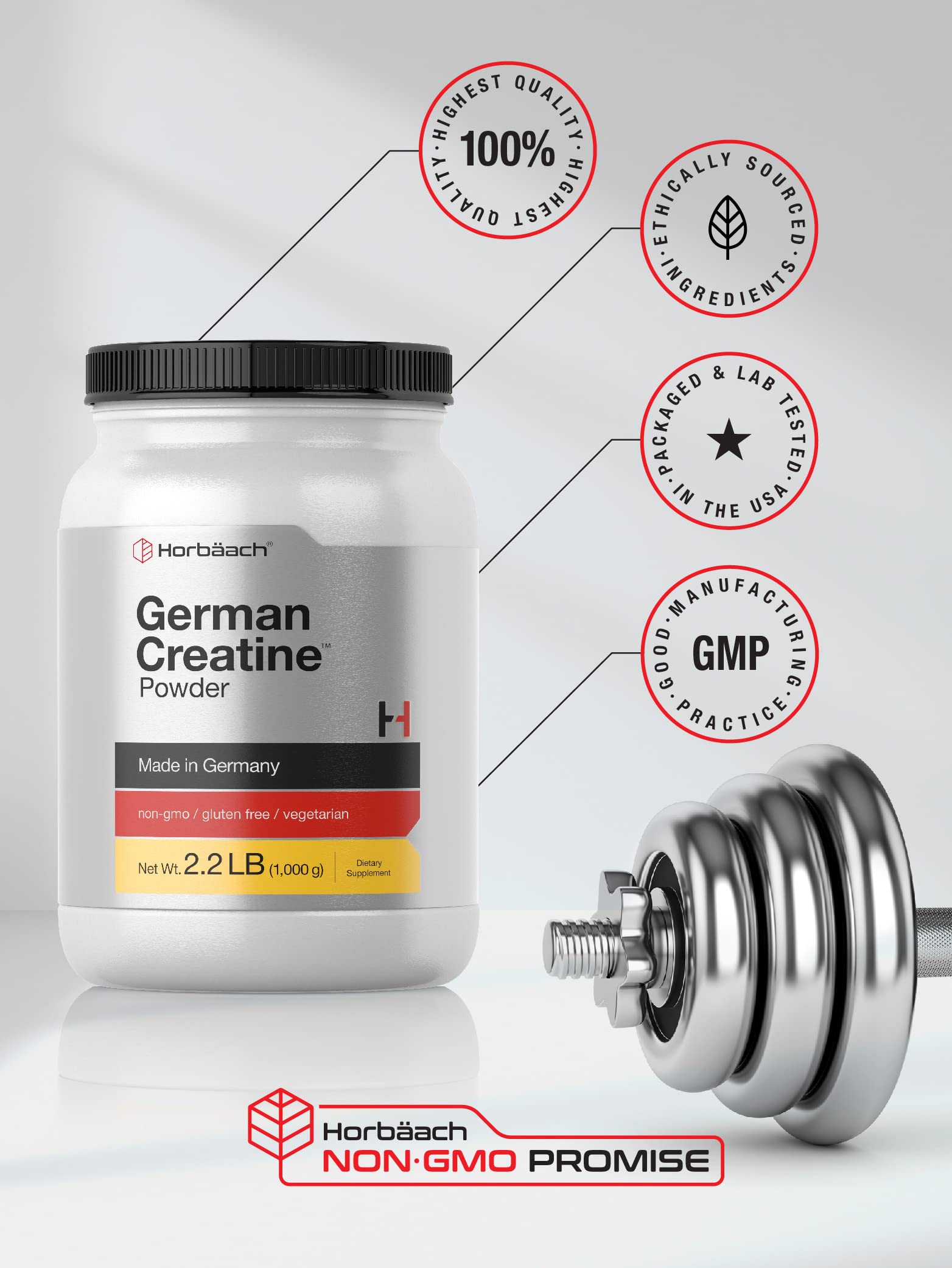 Foto 6 pulgar | Suplemento De Creatina Horbäach German Creapure En Polvo De 1000 G - Venta Internacional.