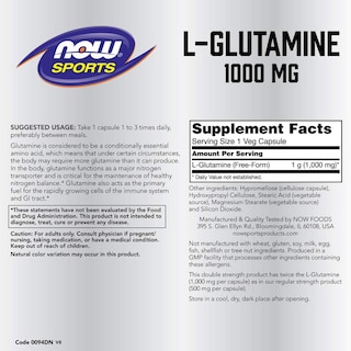 Foto 2 | Suplemento Now Foods L-glutamina 1000 Mg 120 Cápsulas - Venta Internacional.