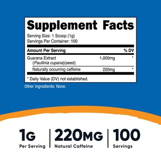 Foto 2 | Suplemento Nutricost De Extracto De Guaraná En Polvo 100 G Con Cafeína - Venta Internacional.