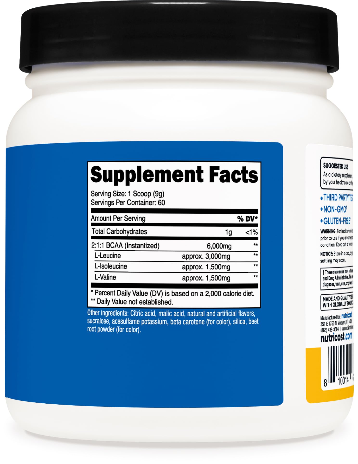 Foto 6 pulgar | Bcaa En Polvo Nutricost, Sabor A Naranja Y Mango, 60 Porciones - Venta Internacional.