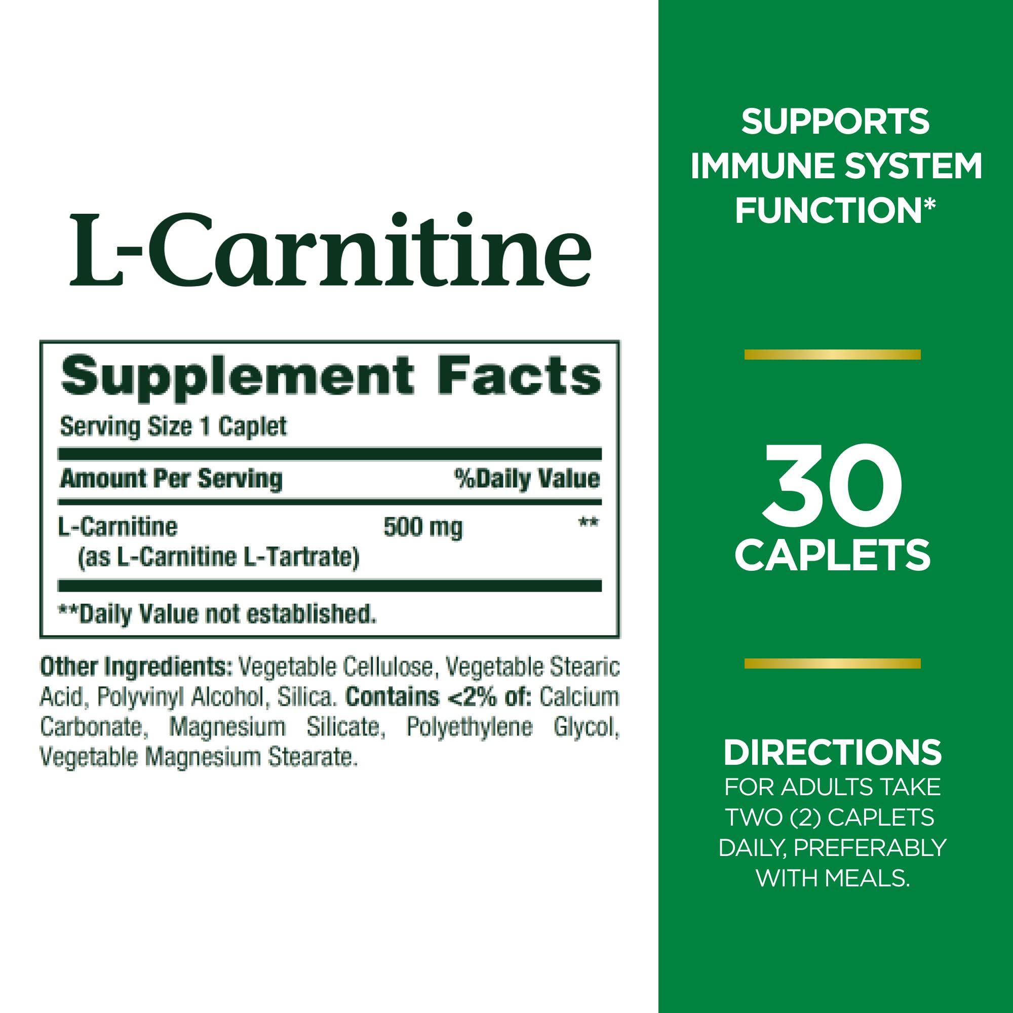 Foto 3 pulgar | Suplemento Nature's Bounty L-carnitina 500 Mg 30 Comprimidos - Venta Internacional.
