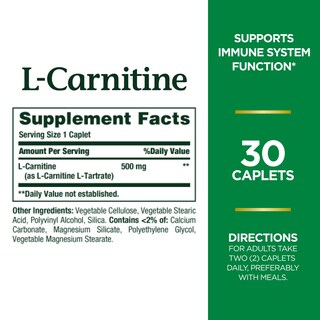 Foto 2 | Suplemento Nature's Bounty L-carnitina 500 Mg 30 Comprimidos - Venta Internacional.
