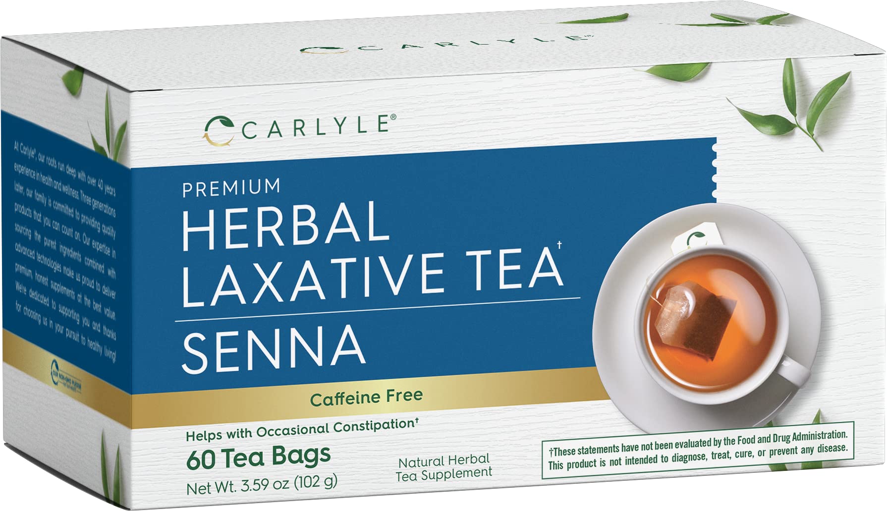 Foto 2 pulgar | Té Laxante De Hierbas Carlyle, 60 Bolsitas De Té, Hoja De Sen, Sin Cafeína - Venta Internacional.