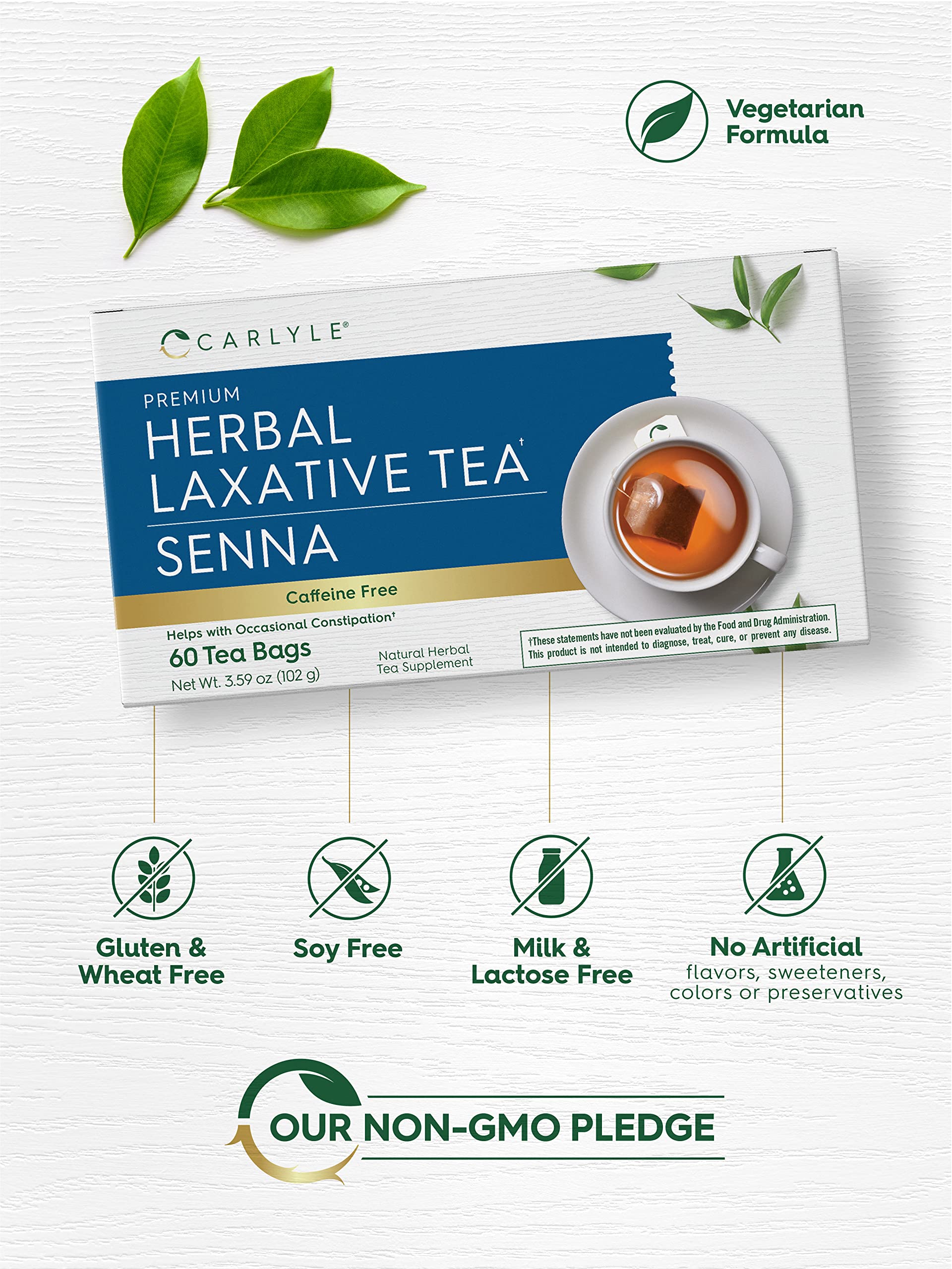 Foto 5 pulgar | Té Laxante De Hierbas Carlyle, 60 Bolsitas De Té, Hoja De Sen, Sin Cafeína - Venta Internacional.