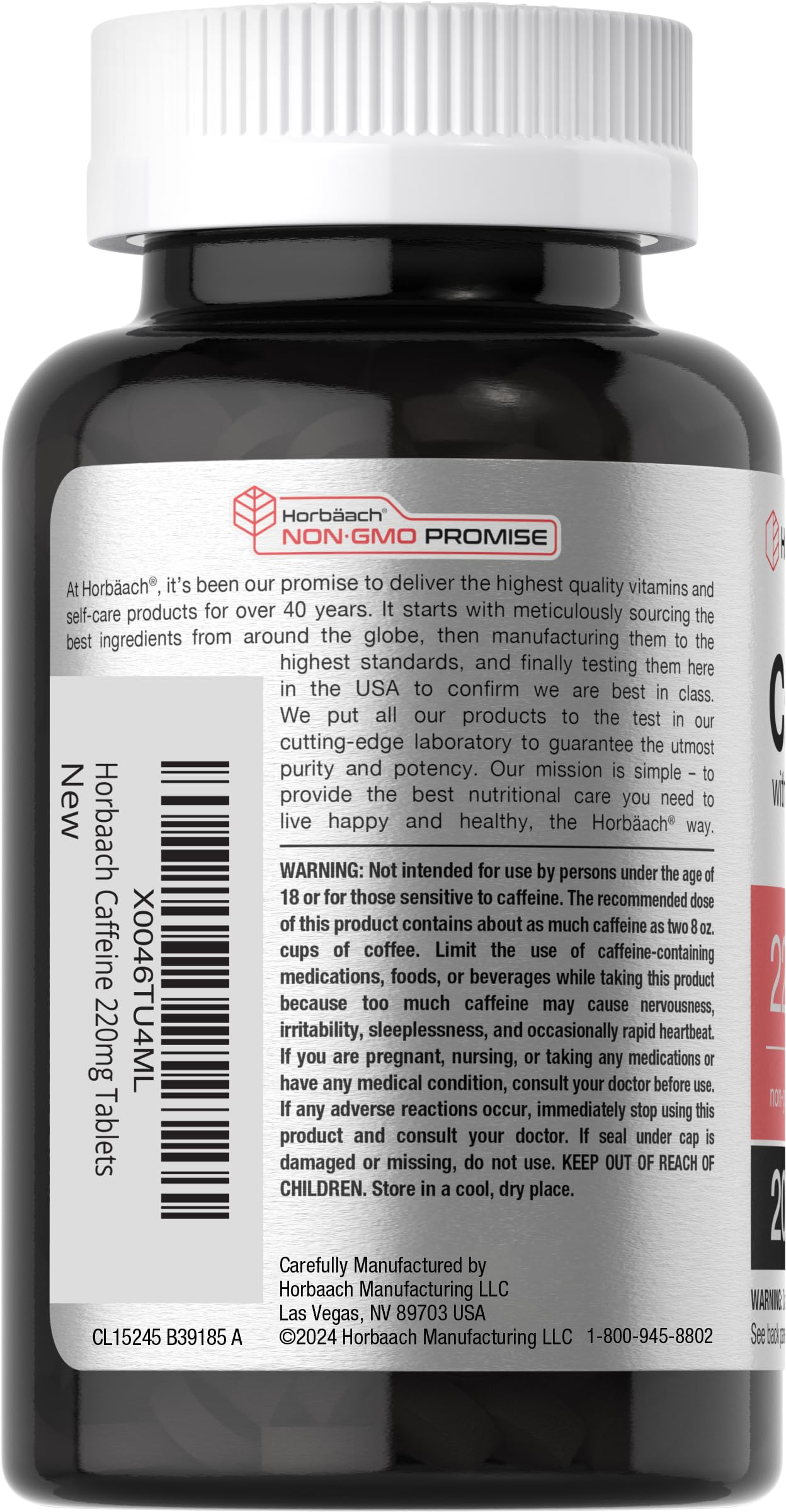 Foto 4 pulgar | Suplemento Horbaach En Píldoras De Cafeína 200 Mg Con Té Verde 200 Tabletas - Venta Internacional.