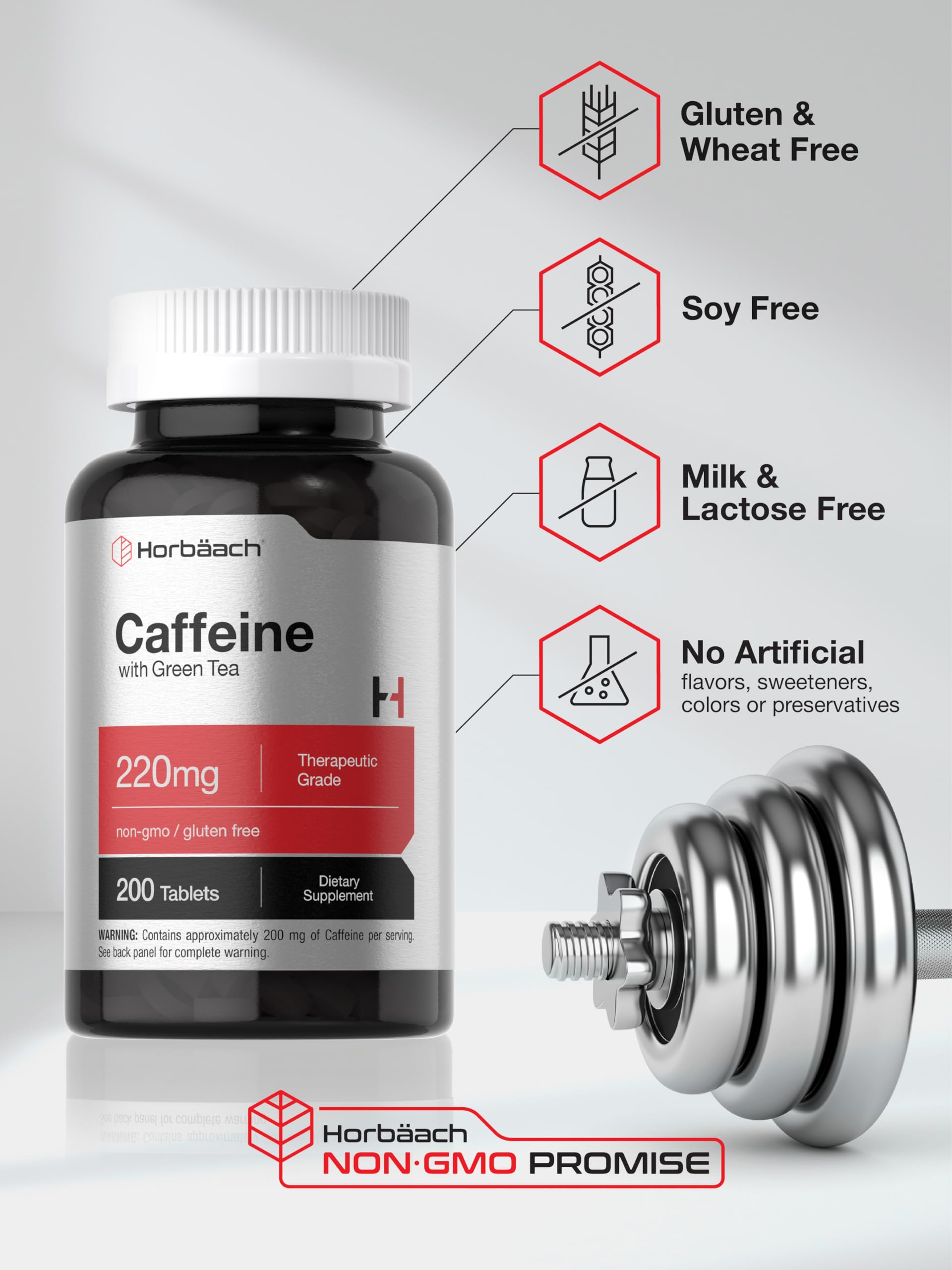 Foto 6 pulgar | Suplemento Horbaach En Píldoras De Cafeína 200 Mg Con Té Verde 200 Tabletas - Venta Internacional.