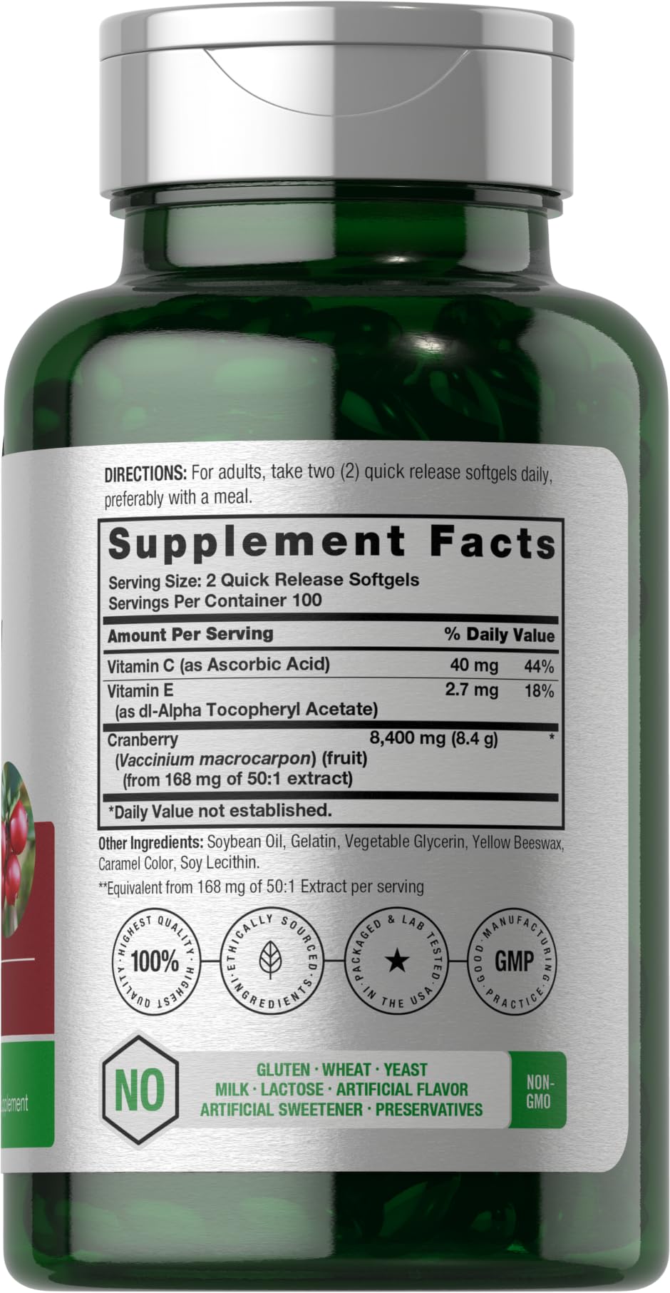 Foto 3 pulgar | Suplemento Horbäach Cranberry Pills 8400 Mg Con Vitamina C - Venta Internacional.