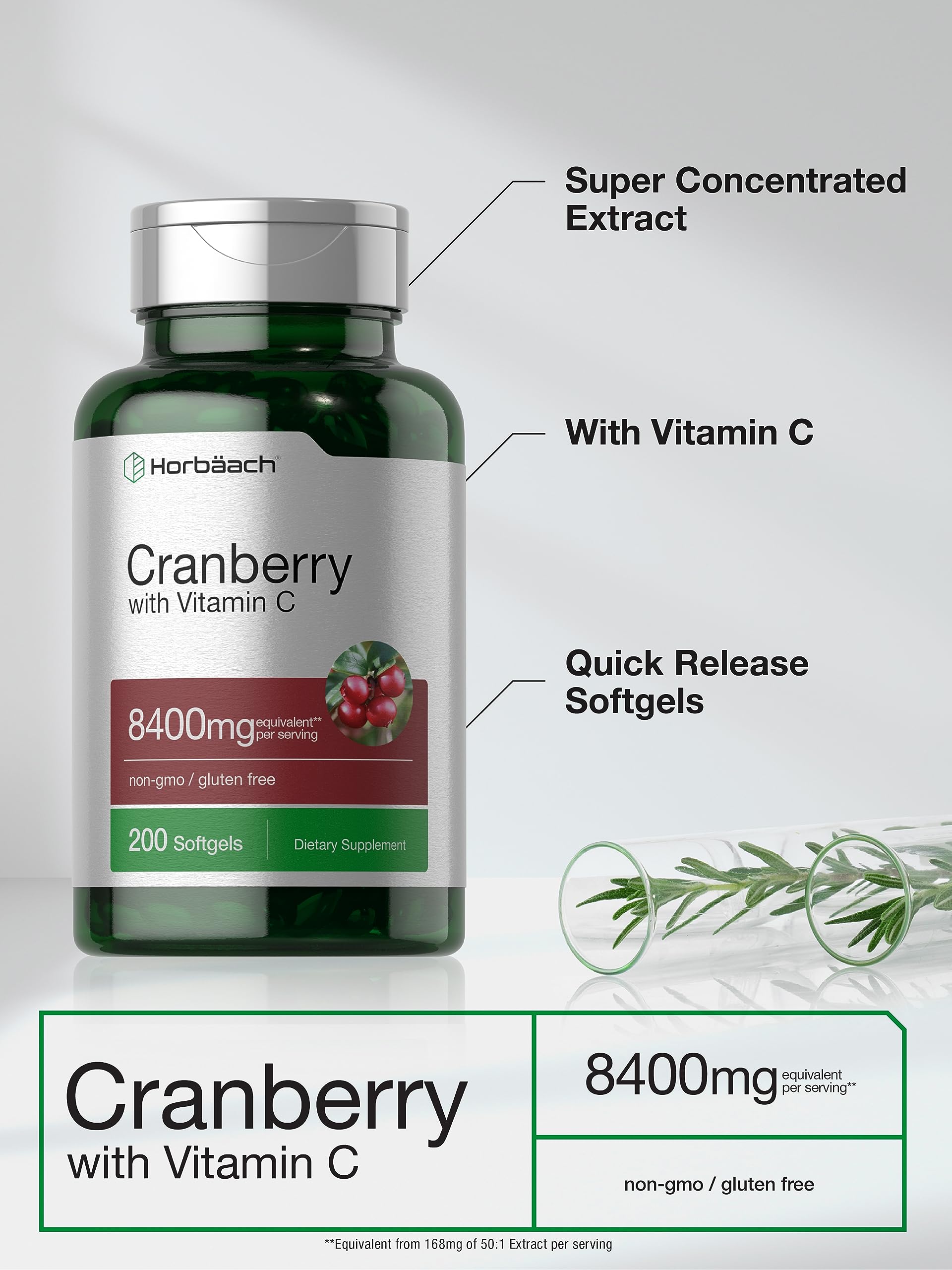 Foto 5 pulgar | Suplemento Horbäach Cranberry Pills 8400 Mg Con Vitamina C - Venta Internacional.