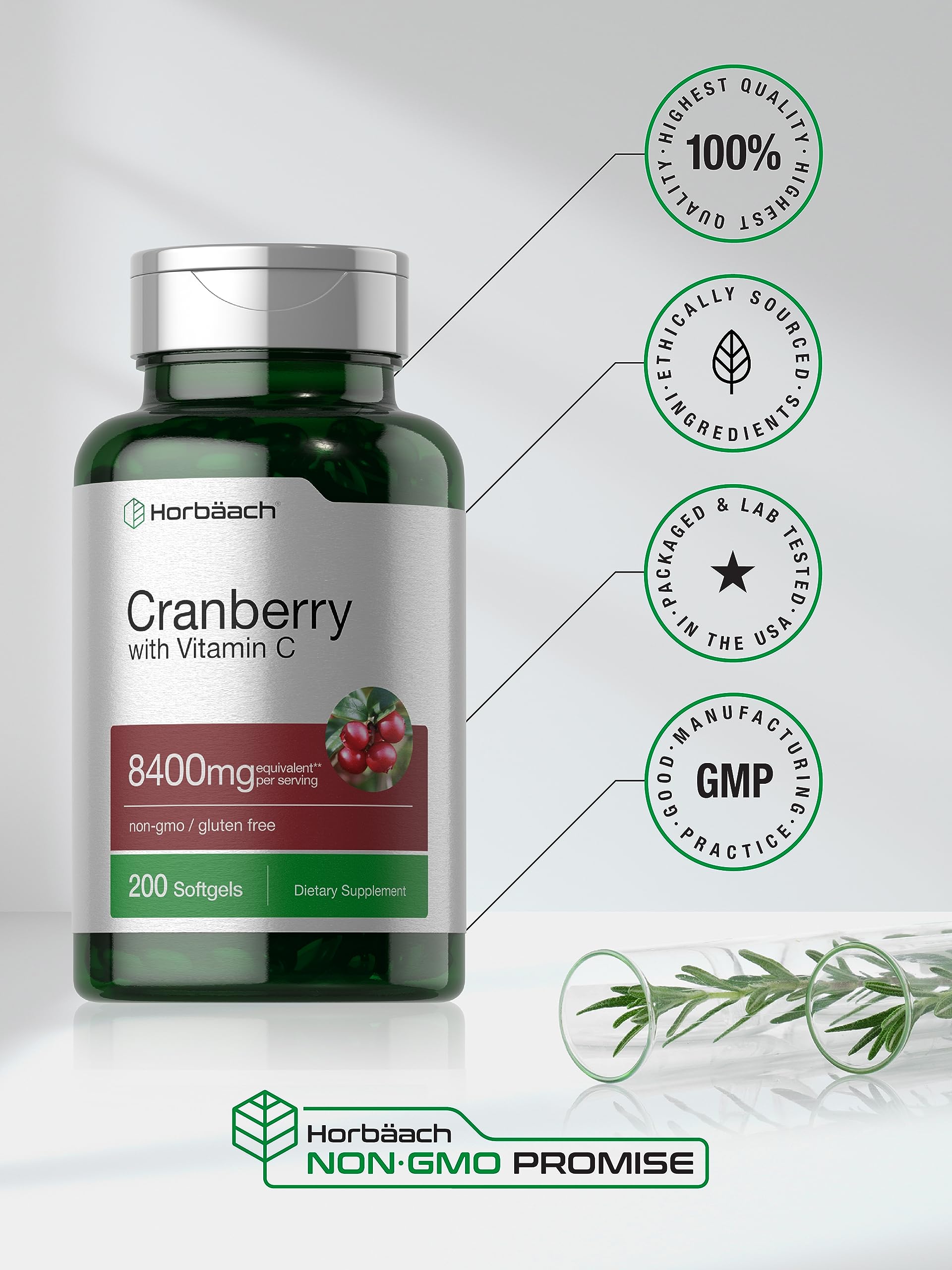 Foto 7 pulgar | Suplemento Horbäach Cranberry Pills 8400 Mg Con Vitamina C - Venta Internacional.