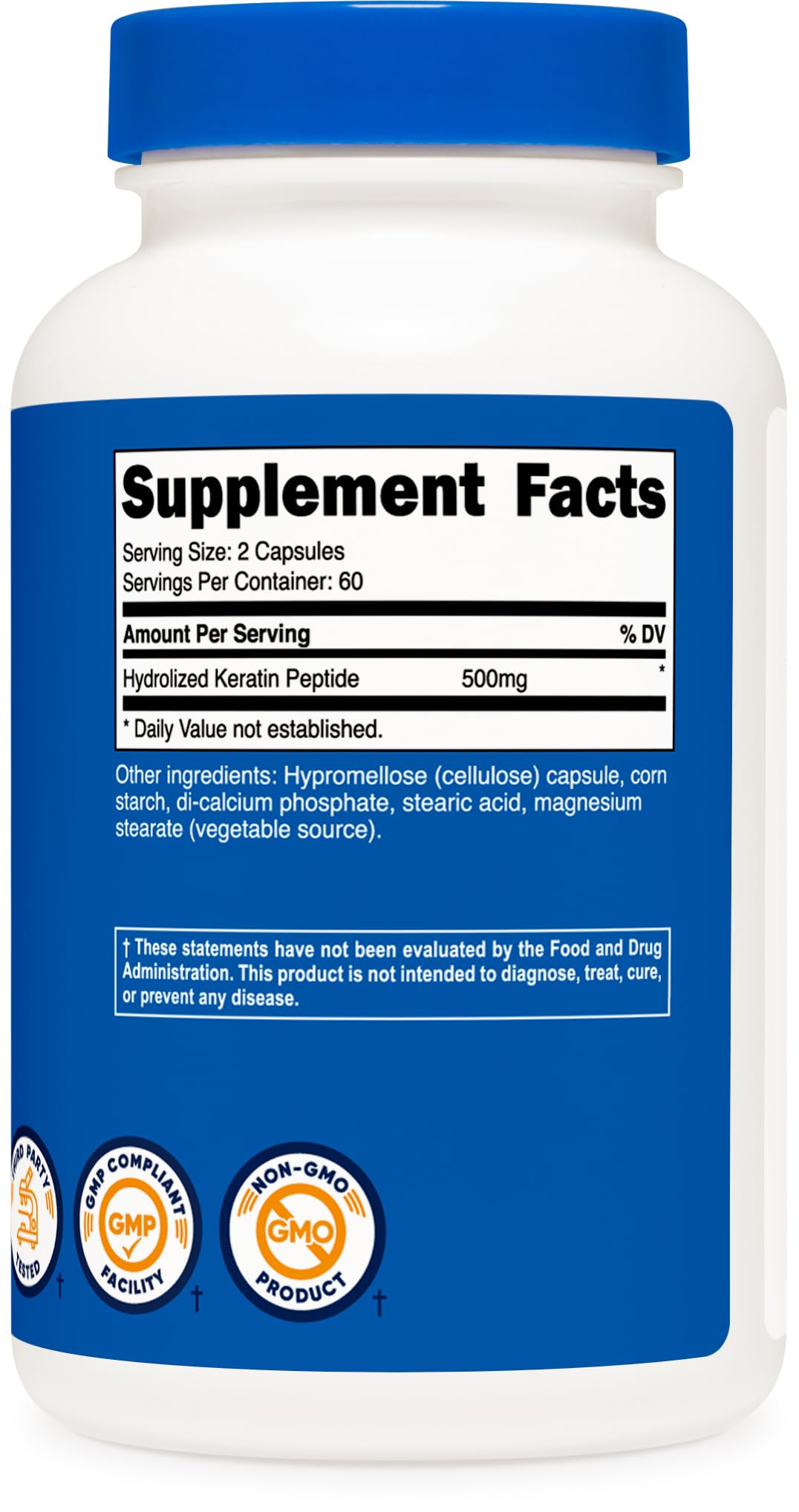 Foto 5 pulgar | Suplemento Nutricost, Péptido Hidrolizado De Queratina, 500 Mg, 120 Cápsulas - Venta Internacional.