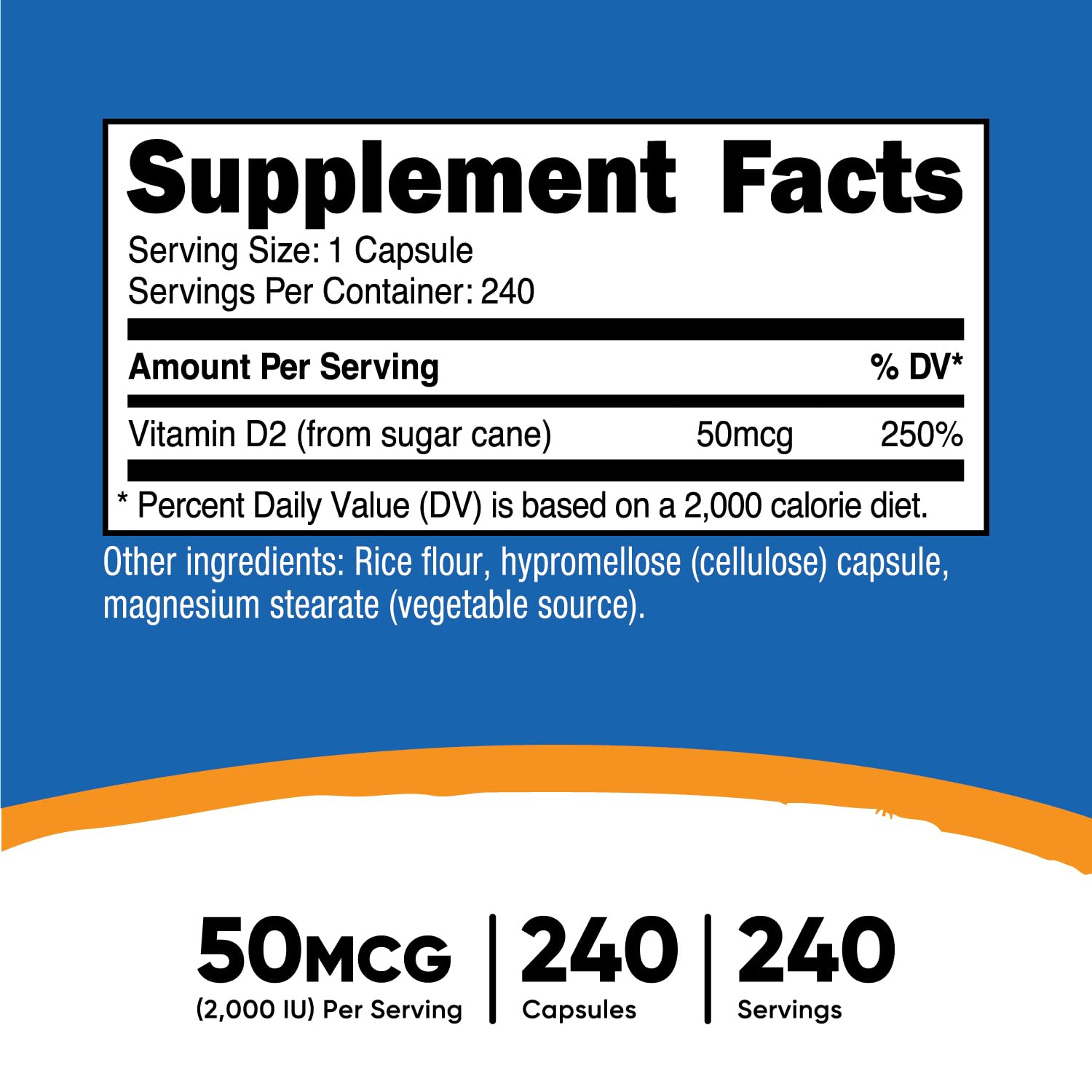 Foto 3 pulgar | Suplemento Nutricost De Vitamina D2 2000 Ui 240 Cápsulas - Venta Internacional.