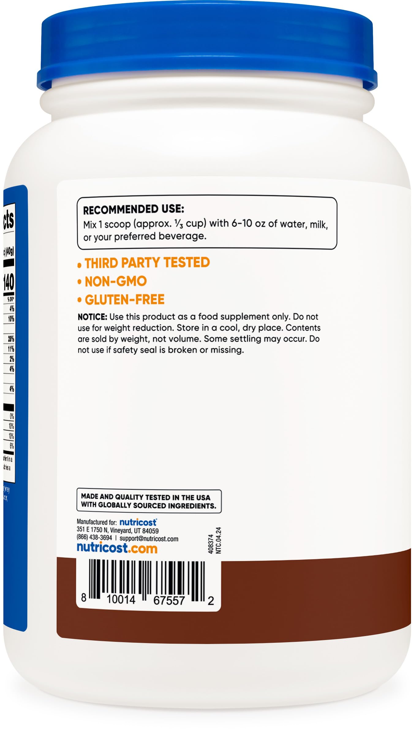Foto 5 pulgar | Concentrado De Proteína De Suero Nutricost, Chocolate Alimentado Con Pasto, 907 G - Venta Internacional.