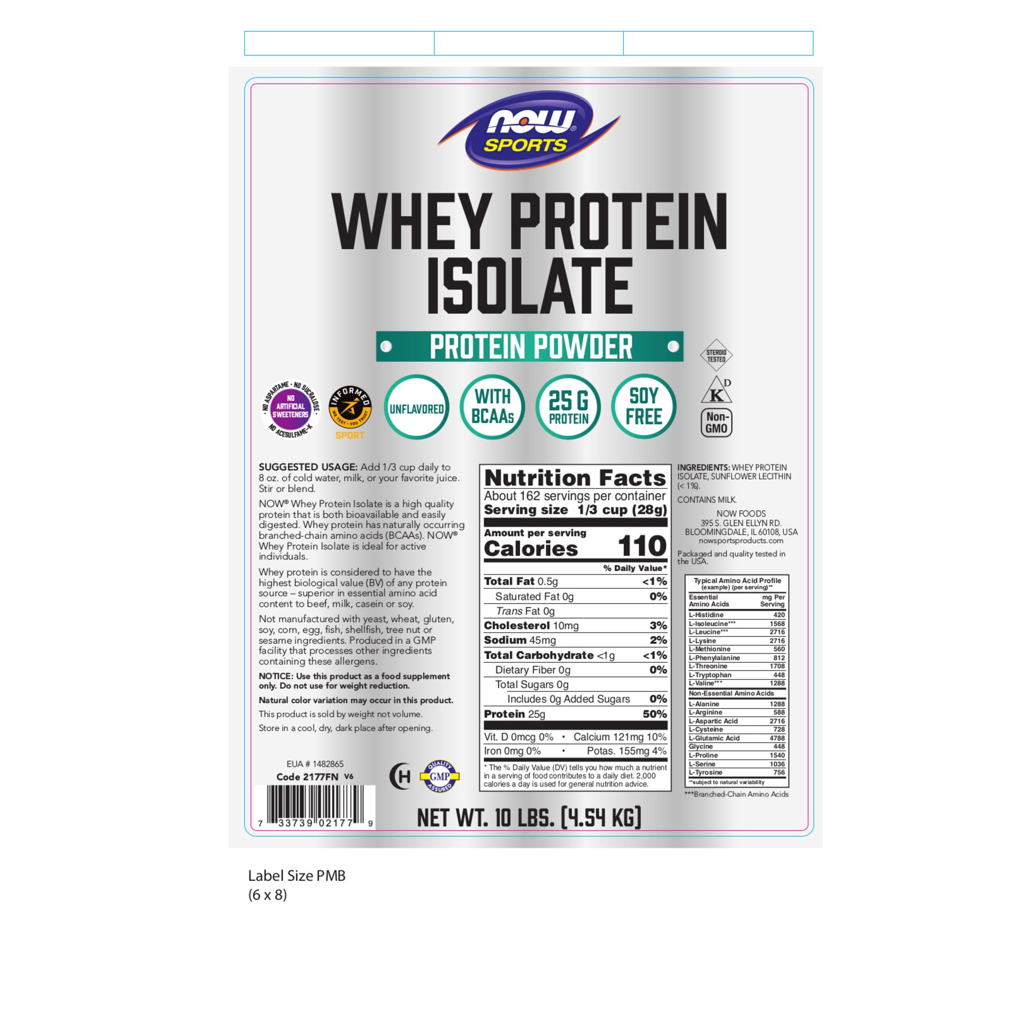 Foto 3 pulgar | Protein Powder Now Sports Nutrition Whey Isolate, 10 Kg, Sin Sabor - Venta Internacional.