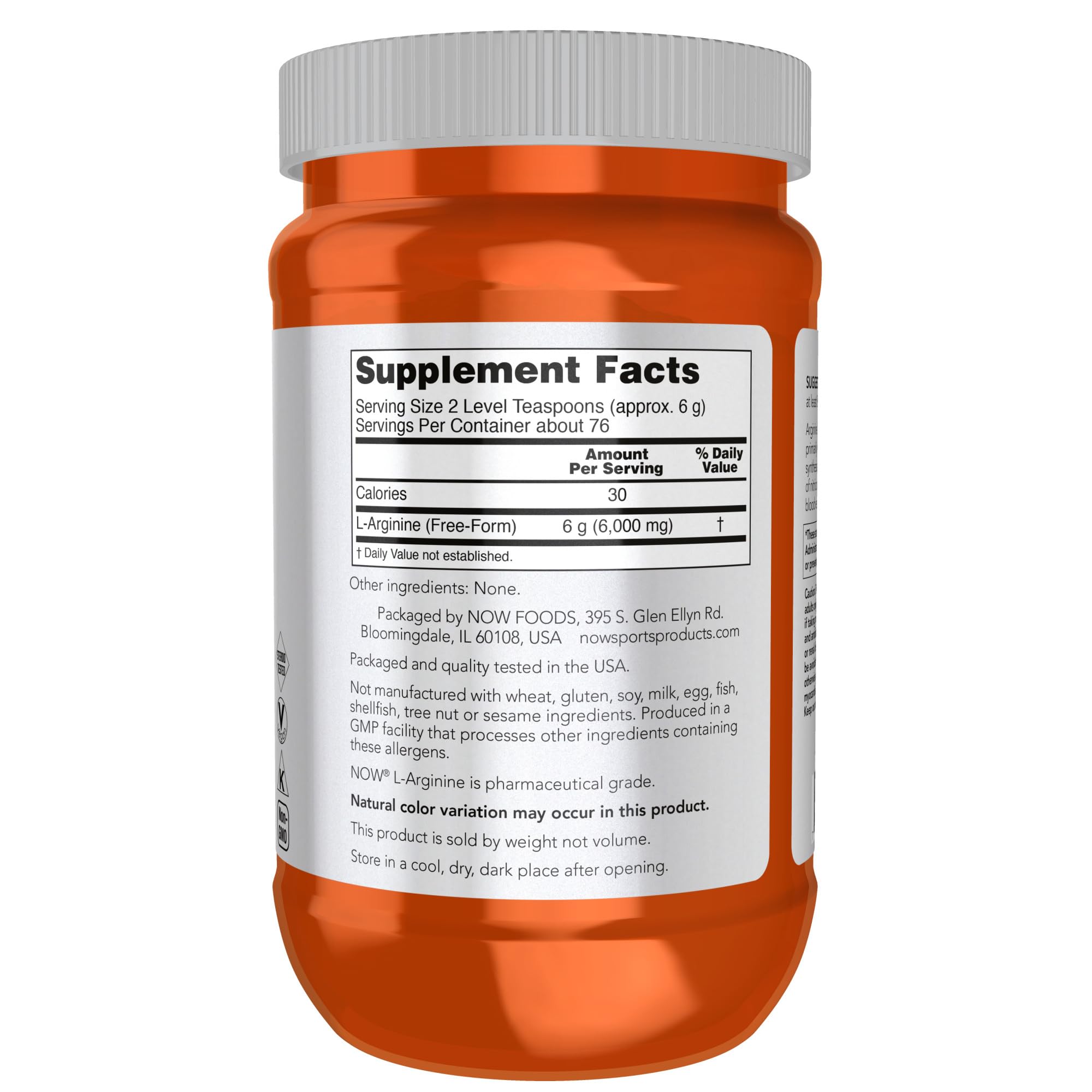 Foto 3 pulgar | Suplemento Now Sports Nutrition L-arginina En Polvo, 454 G - Venta Internacional.