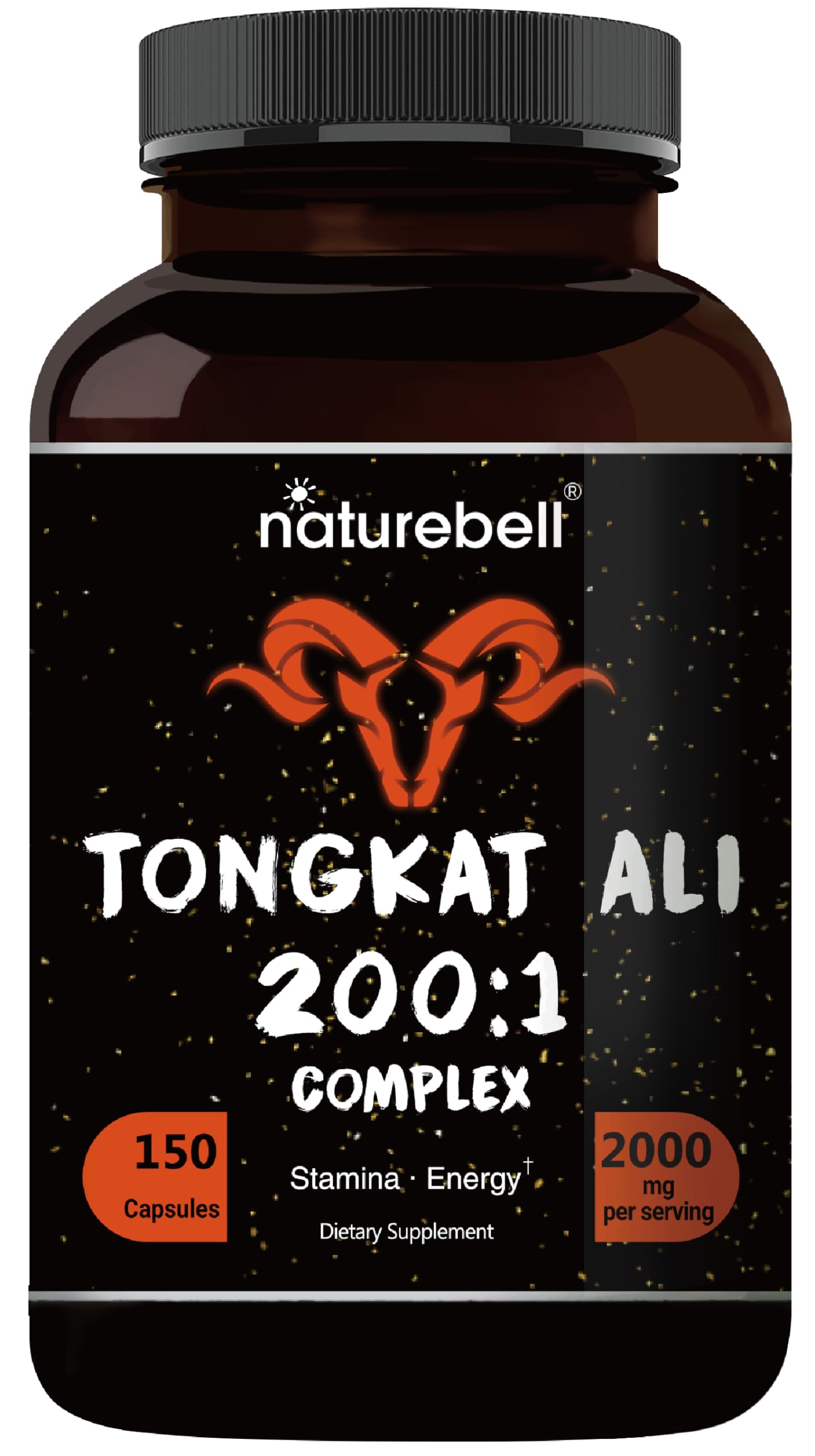 Suplemento Naturebell Tongkat Ali 200:1 Extracto 2000 Mg 150 Cápsulas - Venta Internacional.