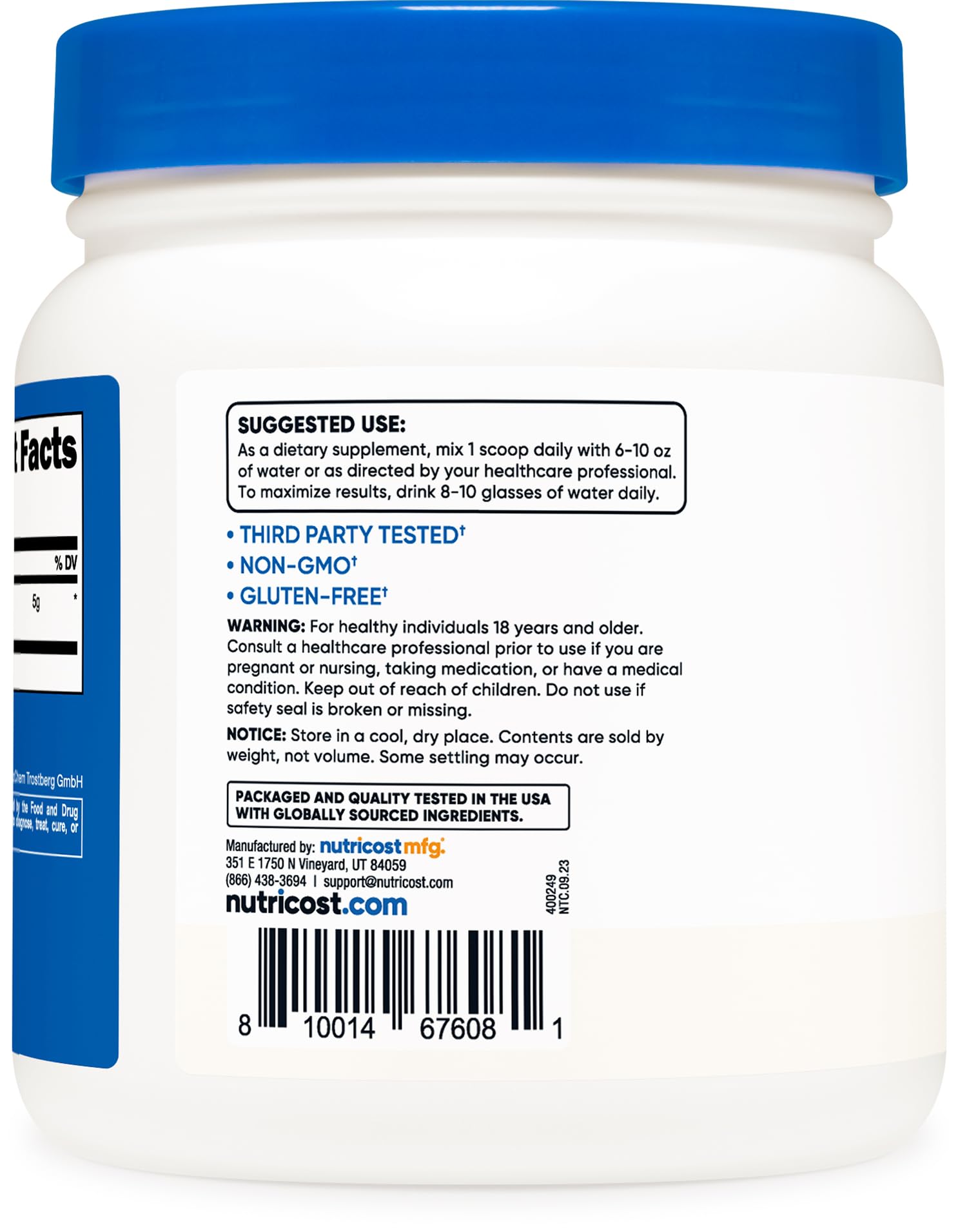 Foto 3 | Suplemento Nutricost Creapure  Monohidrato De Creatina 500 G - Venta Internacional.