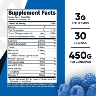 Foto 2 | Complejo Pre-c Nutricost Con Creatina Para Antes Del Entrenamiento, 450 G, 30 Dosis - Venta Internacional.