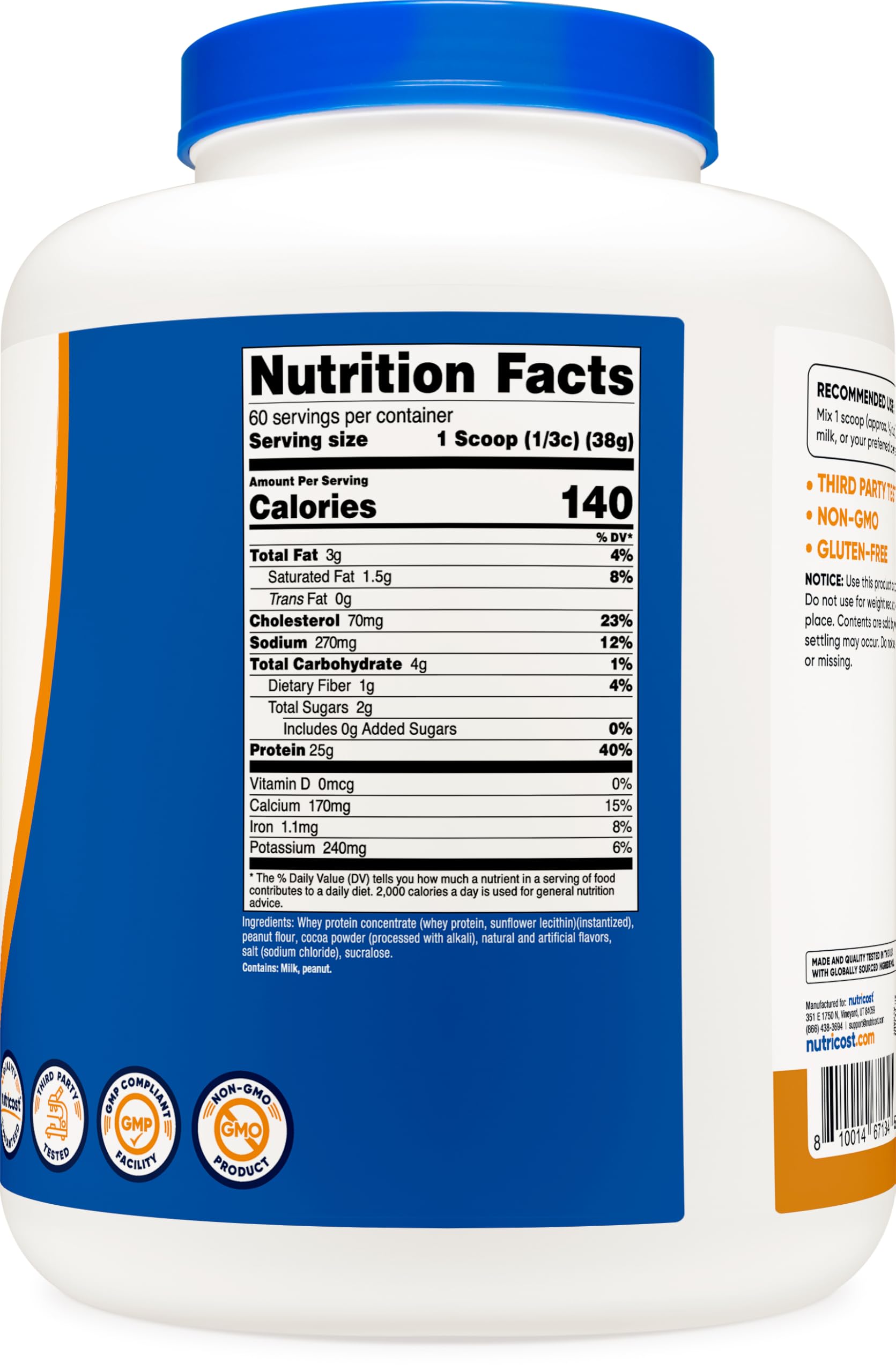 Foto 5 | Concentrado De Proteína De Suero Nutricost, Chocolate Y Mantequilla De Cacahuete, 2,27 Kg - Venta Internacional.