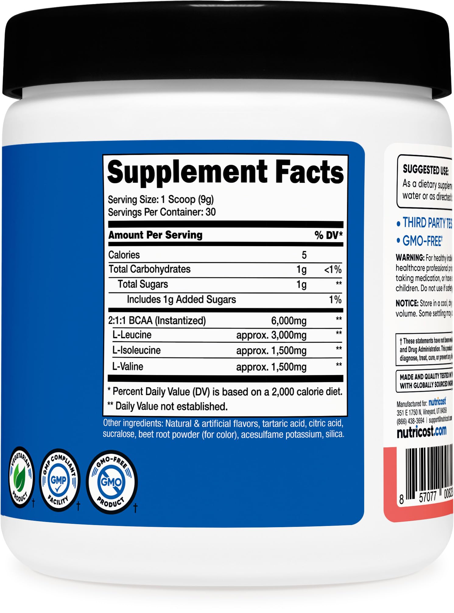 Foto 6 pulgar | Bcaa En Polvo Nutricost Sabor Sandía 30 Porciones 180 G - Venta Internacional.