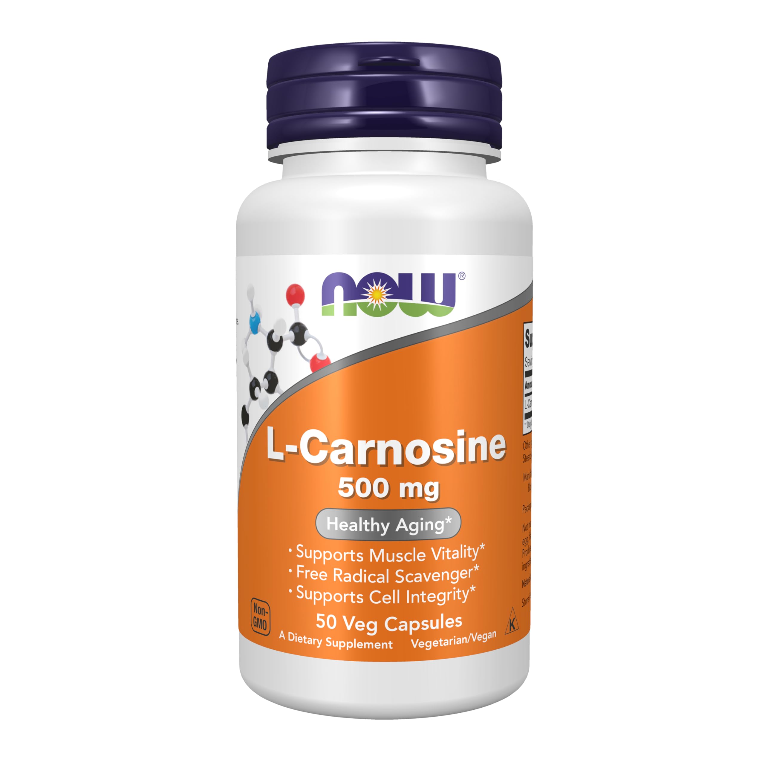 Suplemento Now Foods L-carnosina 500 Mg 50 Cápsulas Vegetarianas - Venta Internacional.