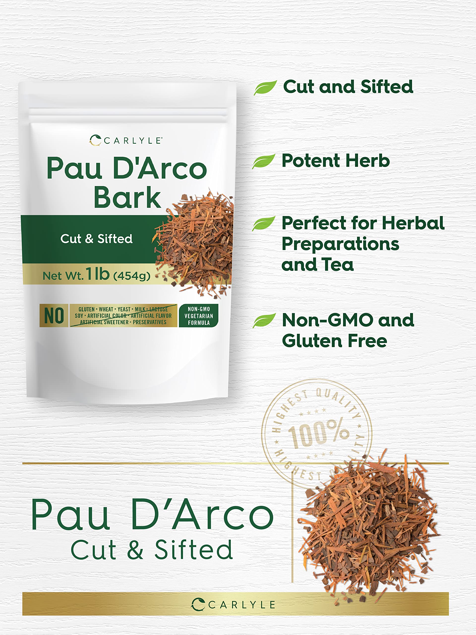 Foto 3 pulgar | Té De Hierbas Carlyle Pau D'arco Bark, Bolsa De 454 G | Vegetariano - Venta Internacional.