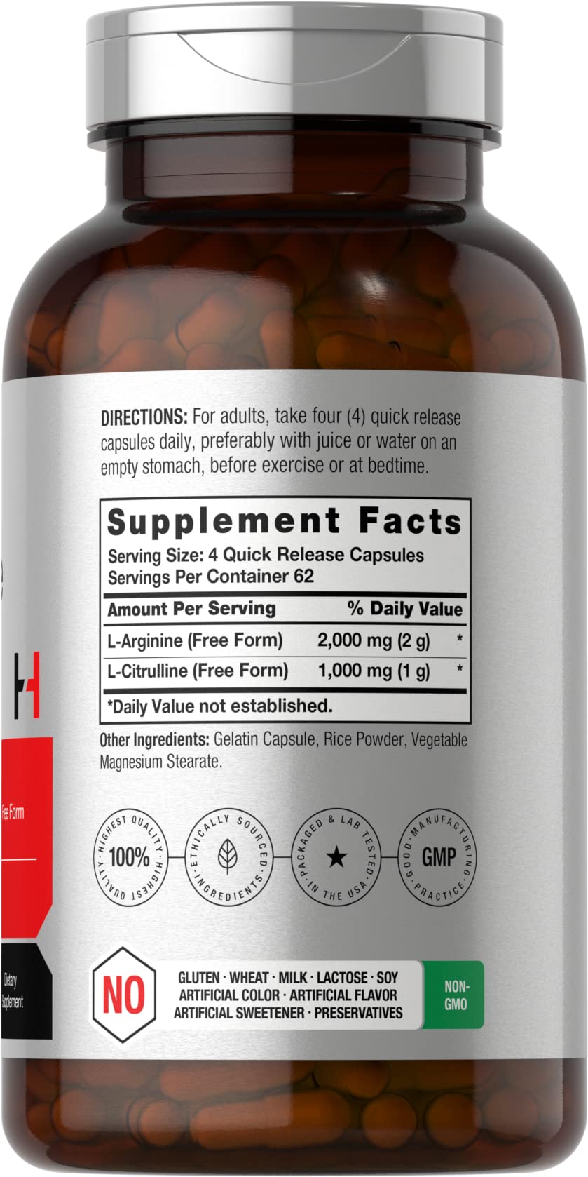 Foto 2 | Suplemento Horbäach L-arginina L-citrulina 3000 Mg 250 Cápsulas - Venta Internacional.