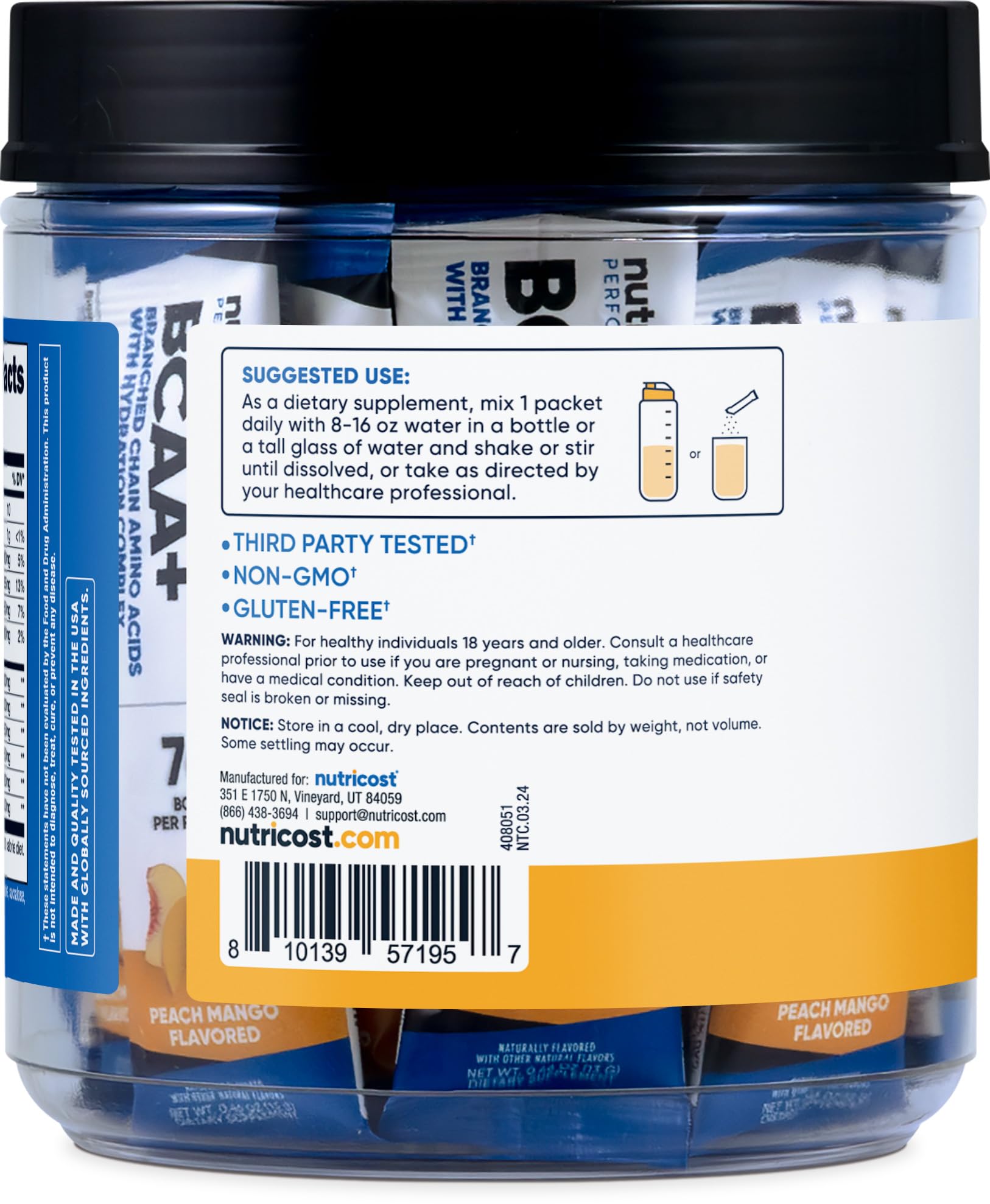 Foto 5 pulgar | Suplemento Nutricost Bcaa+ Hydration Peach Mango, 20 Paquetes - Venta Internacional.