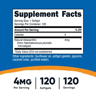 Foto 2 | Suplemento Nutricost De Astaxantina, 4 Mg, 120 Cápsulas Blandas - Venta Internacional.