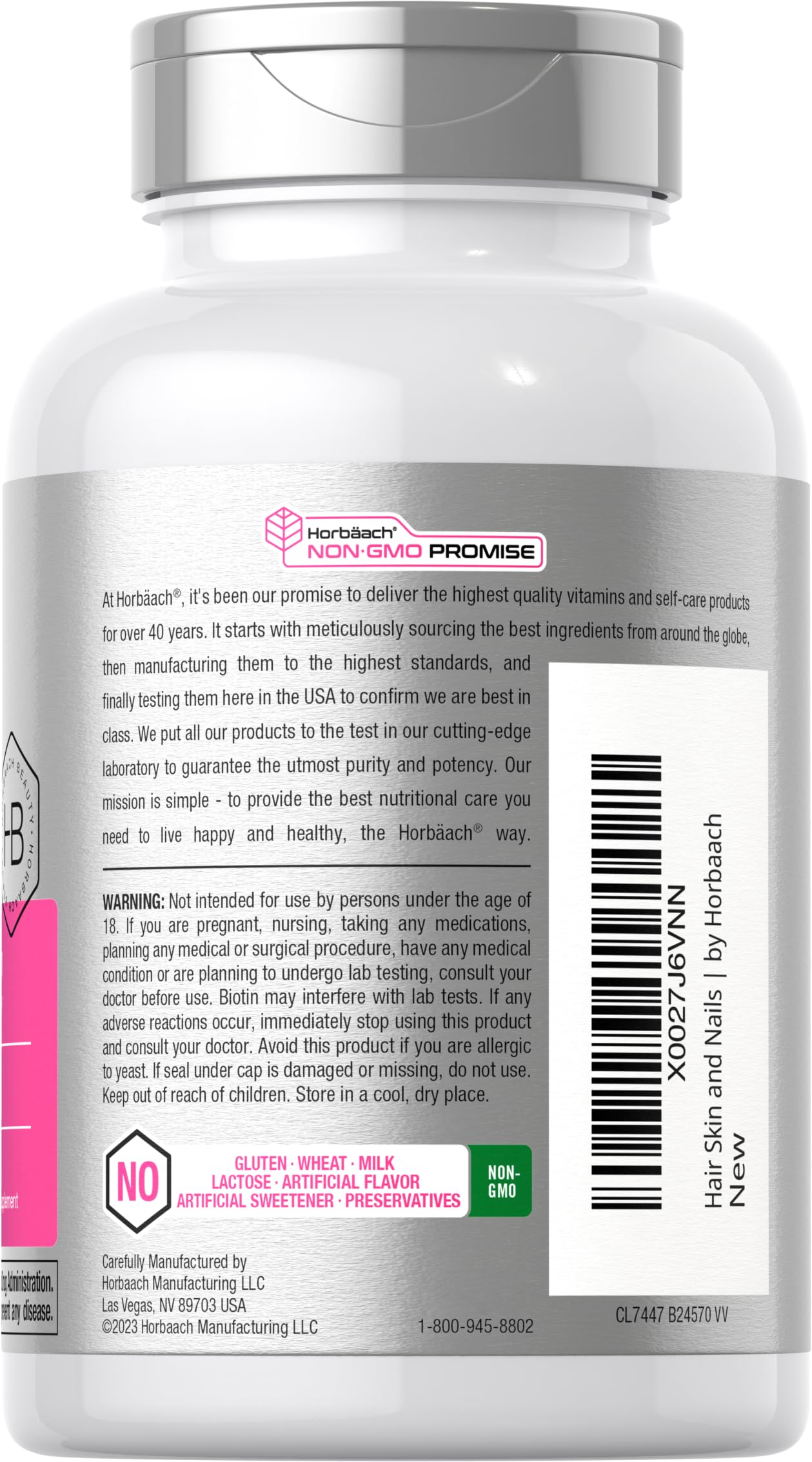 Foto 4 pulgar | Suplemento Horbaach Hair Skin Nails 300 Cápsulas Blandas Con Biotina - Venta Internacional.