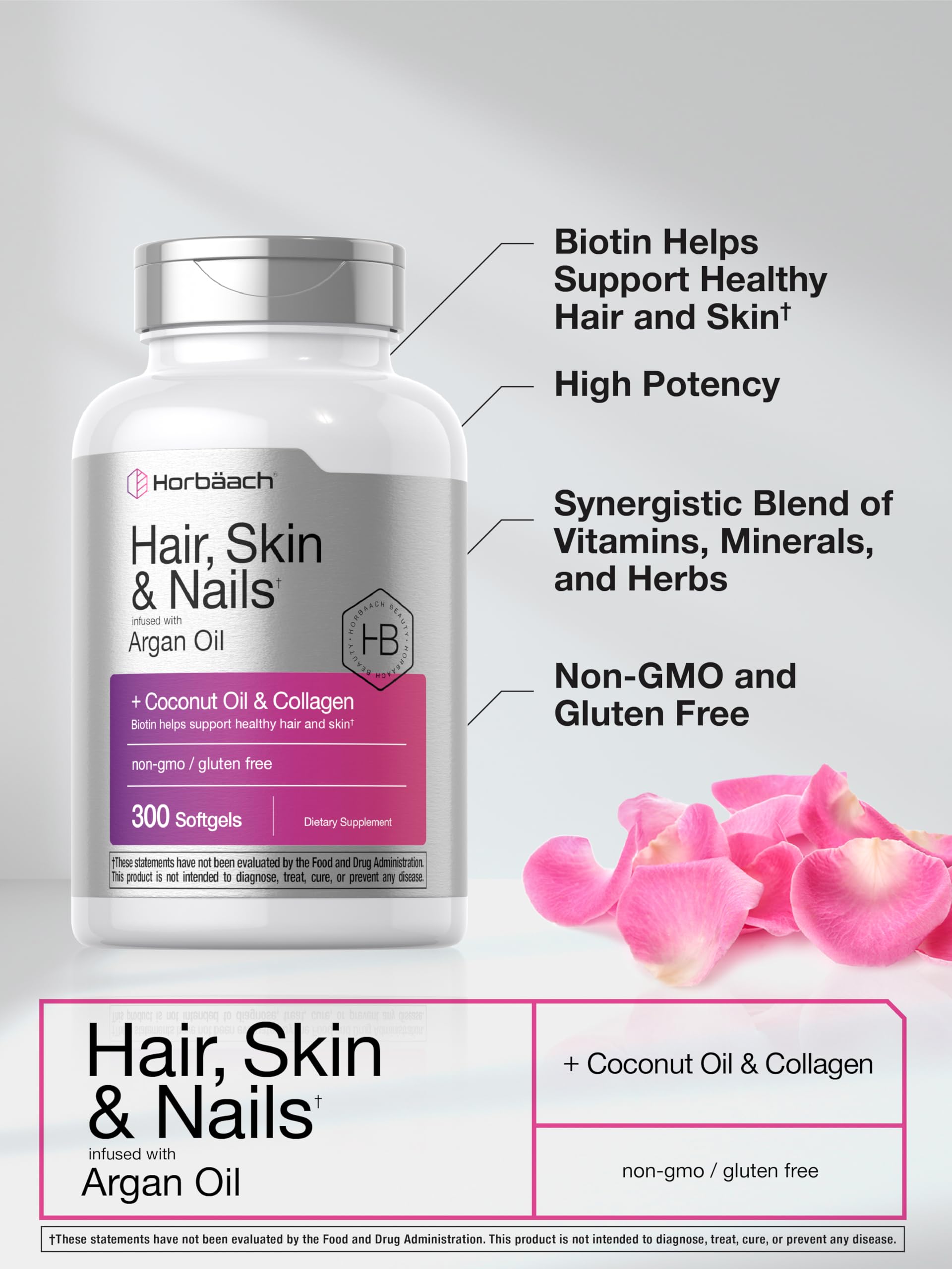 Foto 5 pulgar | Suplemento Horbaach Hair Skin Nails 300 Cápsulas Blandas Con Biotina - Venta Internacional.