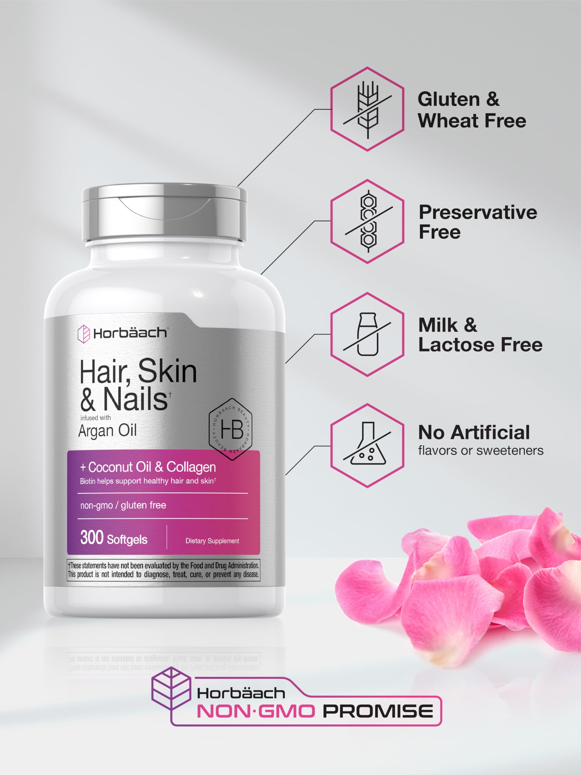 Foto 6 pulgar | Suplemento Horbaach Hair Skin Nails 300 Cápsulas Blandas Con Biotina - Venta Internacional.