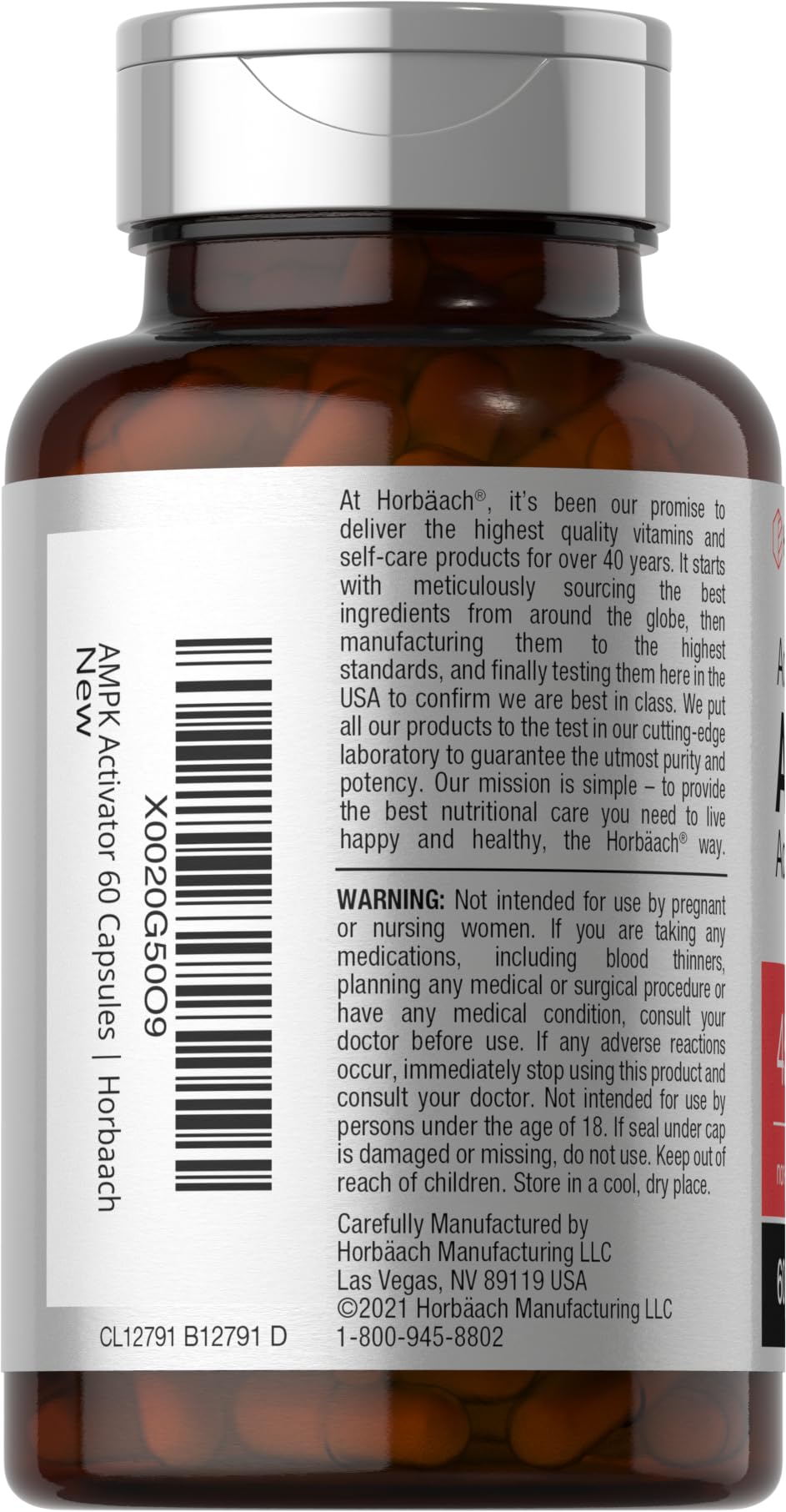 Foto 4 pulgar | Suplemento Horbäach Ampk Metabolic Activator 450 Mg 60 Cápsulas - Venta Internacional.