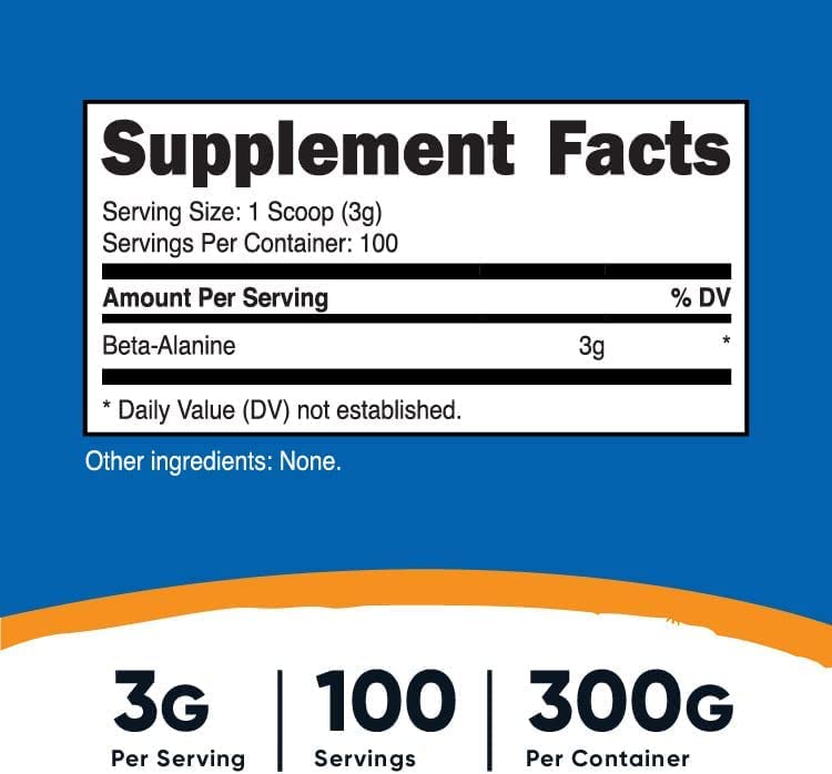 Foto 3 pulgar | Suplemento Nutricost Beta Alanina En Polvo 300 G (300 Porciones) - Venta Internacional.