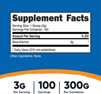 Foto 2 | Suplemento Nutricost Beta Alanina En Polvo 300 G (300 Porciones) - Venta Internacional.