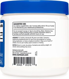 Foto 4 | Suplemento Nutricost Beta Alanina En Polvo 300 G (300 Porciones) - Venta Internacional.