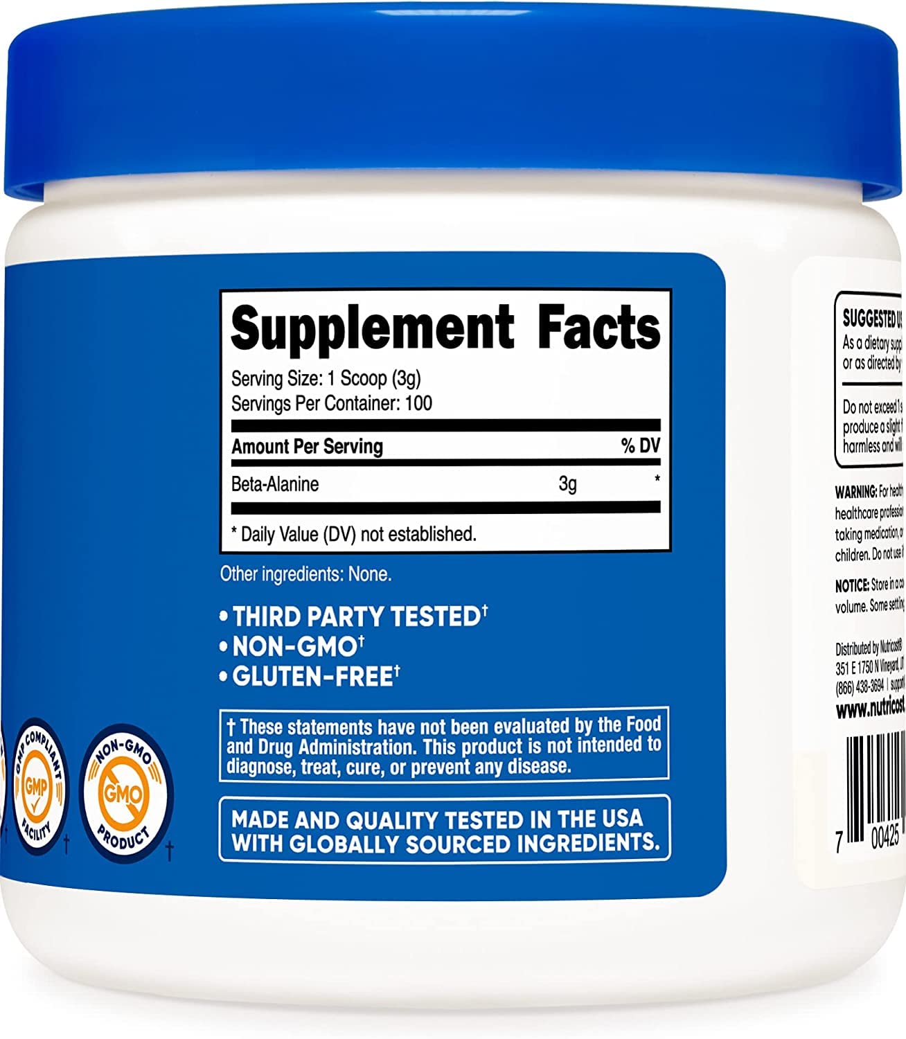 Foto 6 pulgar | Suplemento Nutricost Beta Alanina En Polvo 300 G (300 Porciones) - Venta Internacional.