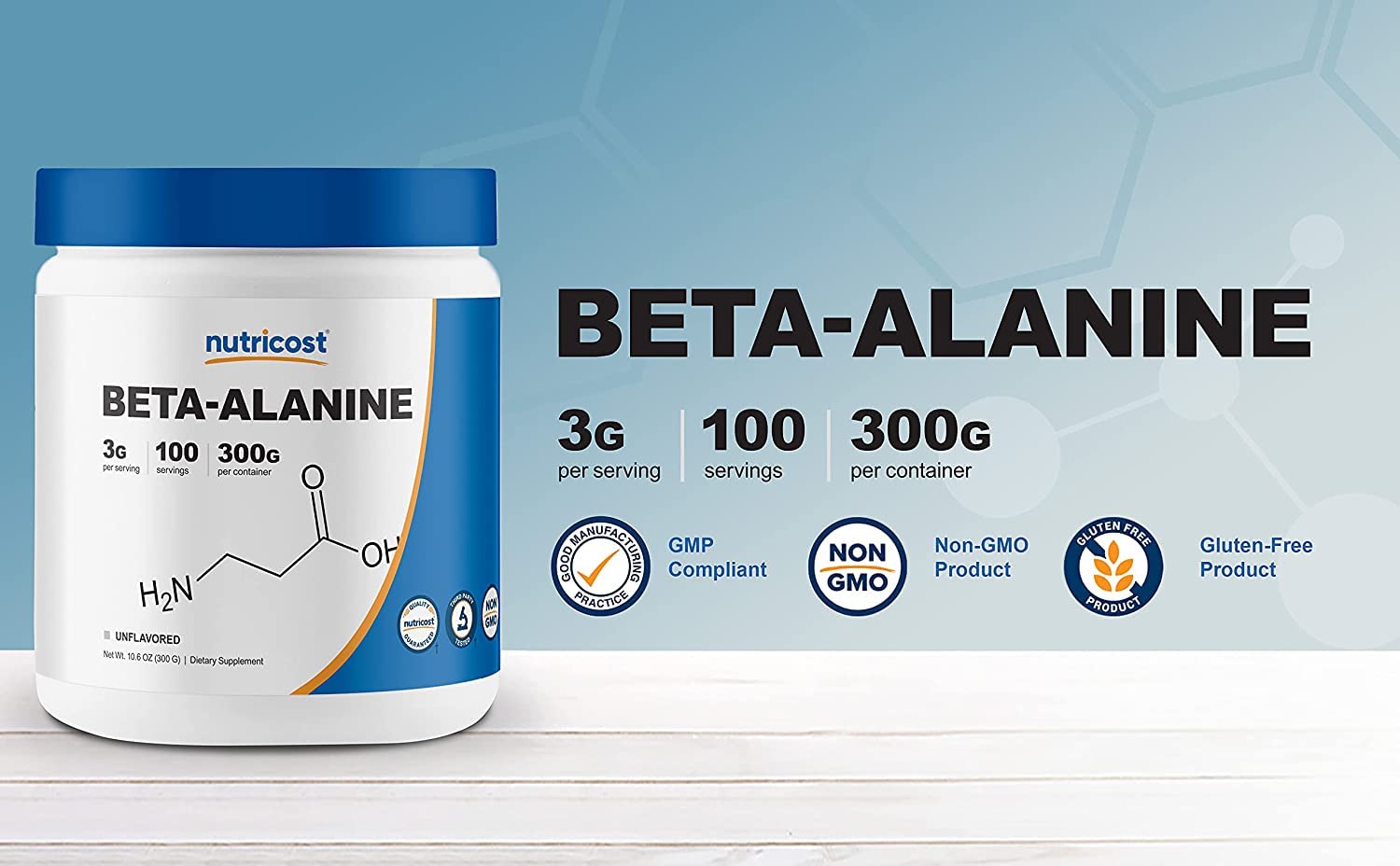 Foto 7 pulgar | Suplemento Nutricost Beta Alanina En Polvo 300 G (300 Porciones) - Venta Internacional.