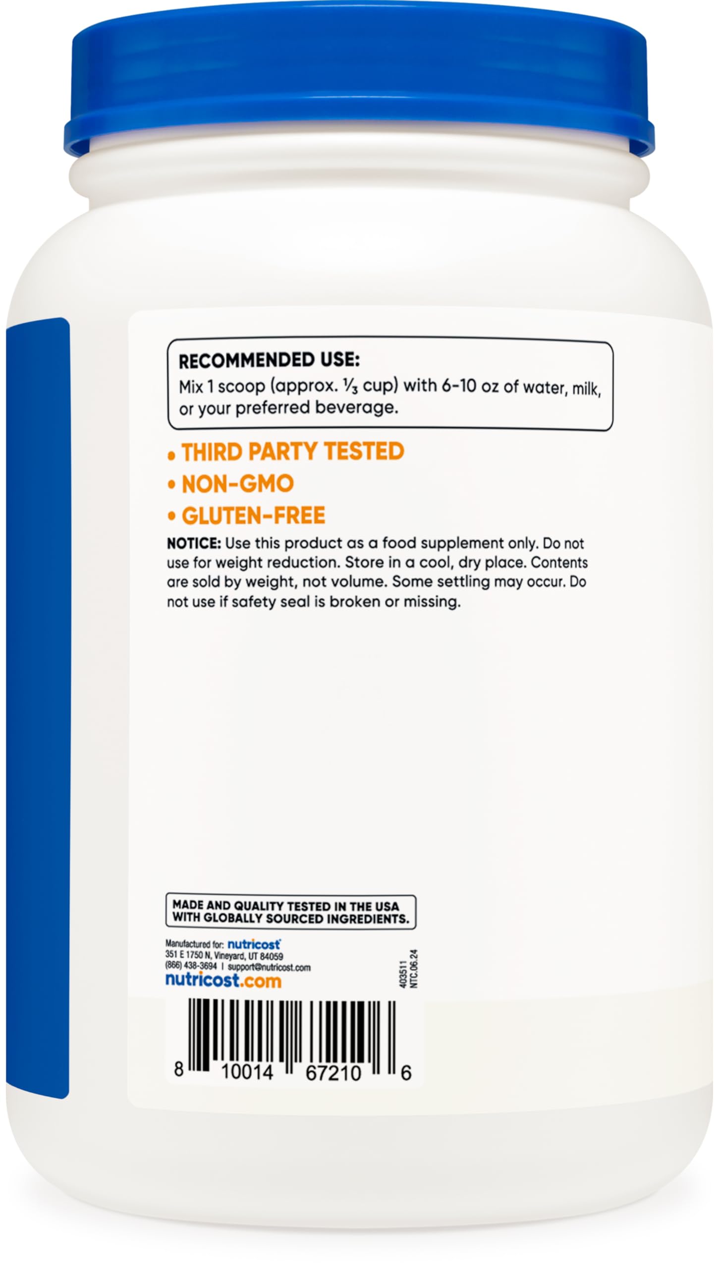 Foto 5 pulgar | Proteína De Caseína En Polvo Nutricost Micellar 907 G Sin Gluten - Venta Internacional.