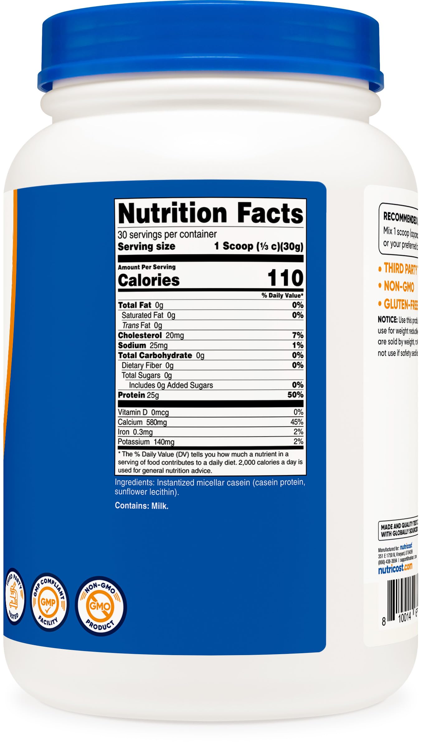 Foto 6 pulgar | Proteína De Caseína En Polvo Nutricost Micellar 907 G Sin Gluten - Venta Internacional.