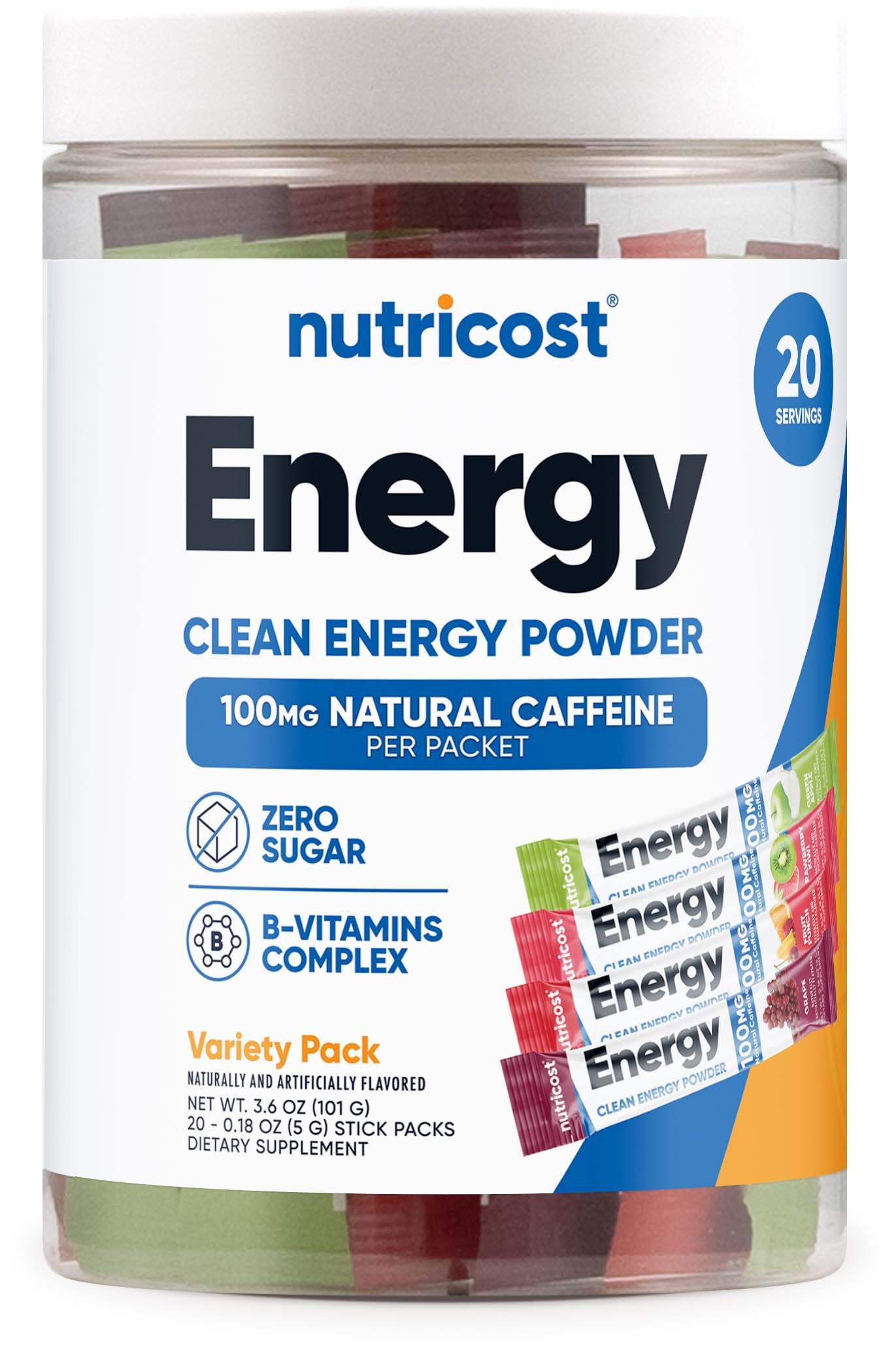 Foto 2 pulgar | Paquetes De 20 Porciones De Energy Powder Nutricost Clean Energy - Venta Internacional.