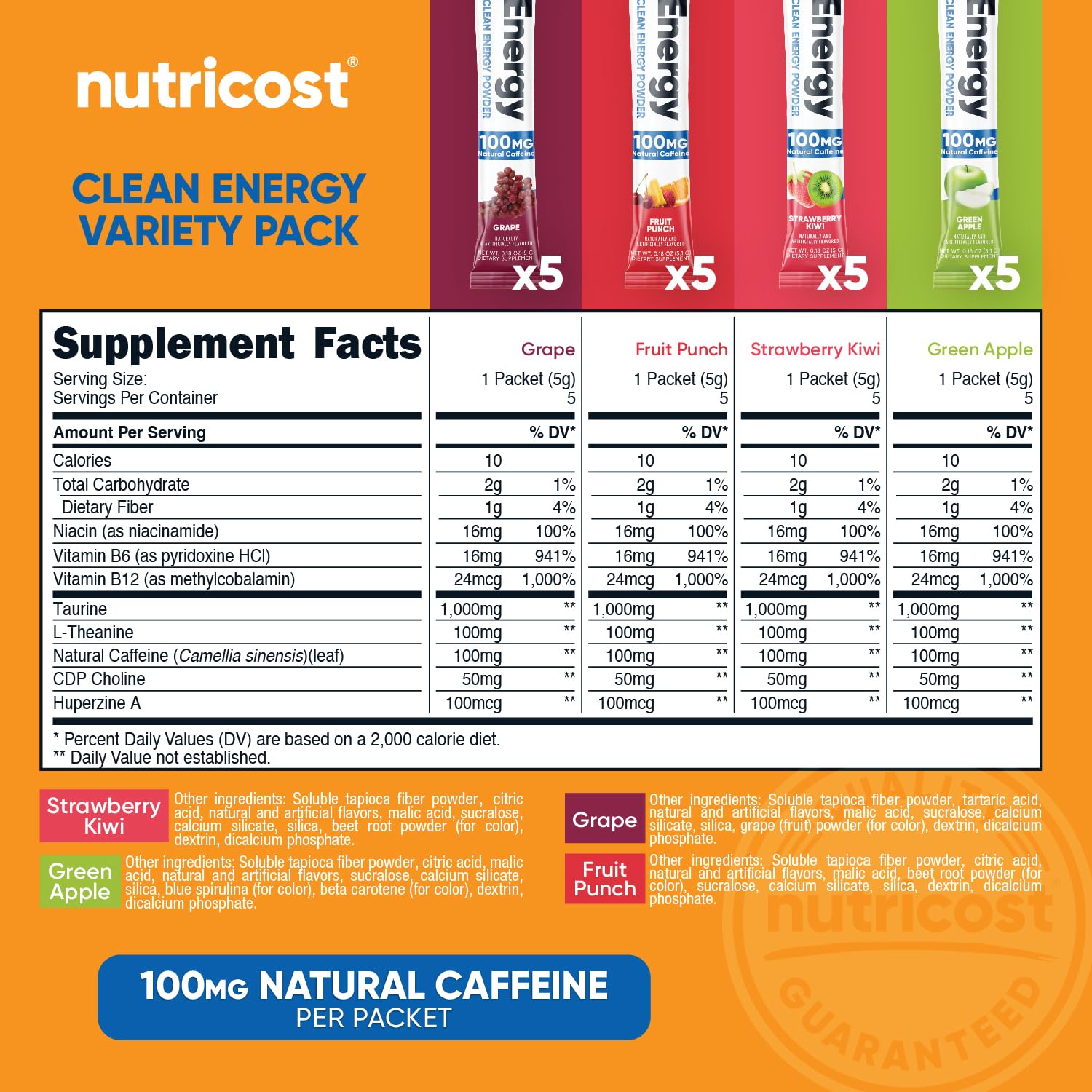 Foto 3 pulgar | Paquetes De 20 Porciones De Energy Powder Nutricost Clean Energy - Venta Internacional.