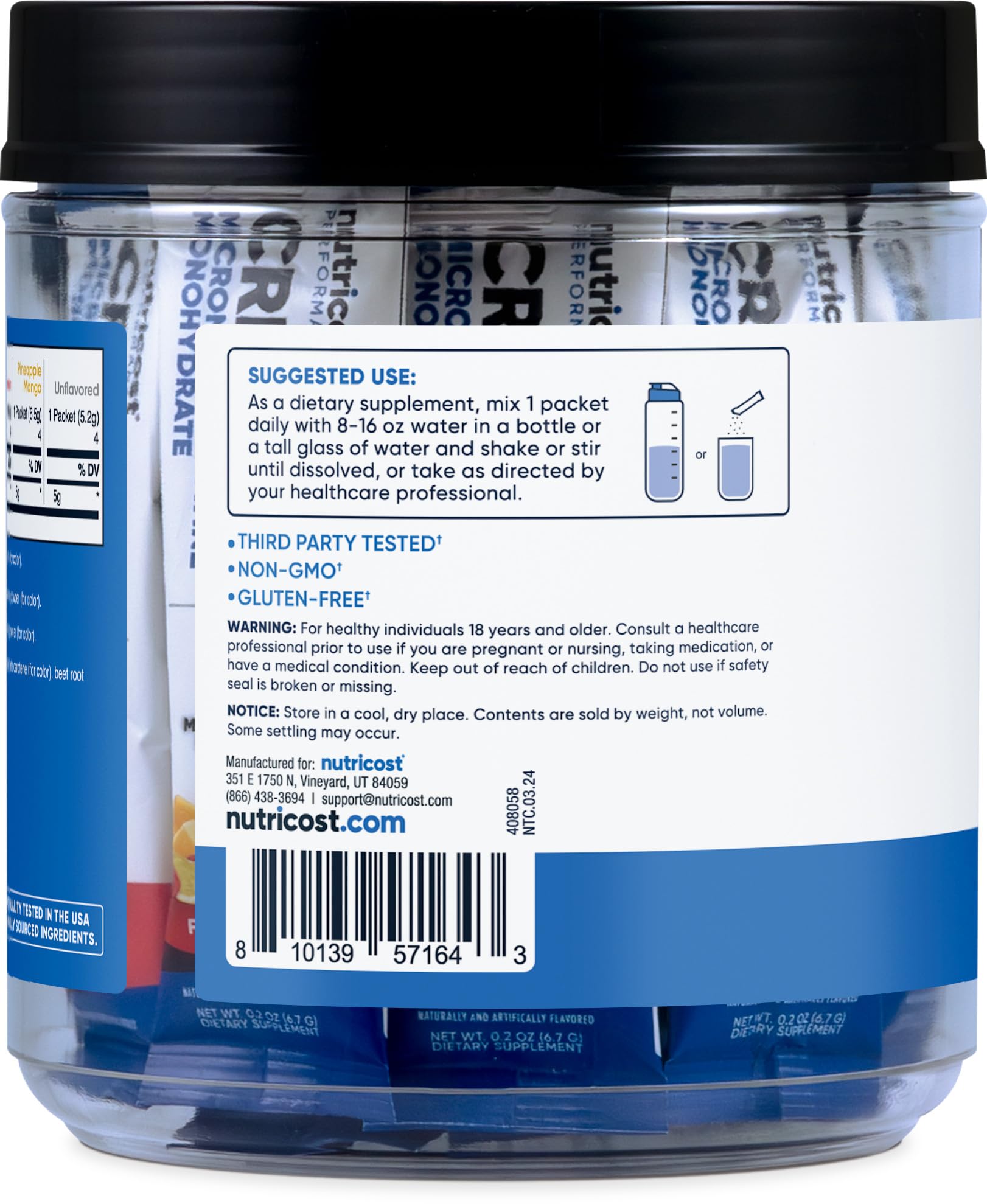 Foto 4 | Suplemento Nutricost De Monohidrato De Creatina En Polvo, 20 Porciones - Venta Internacional.