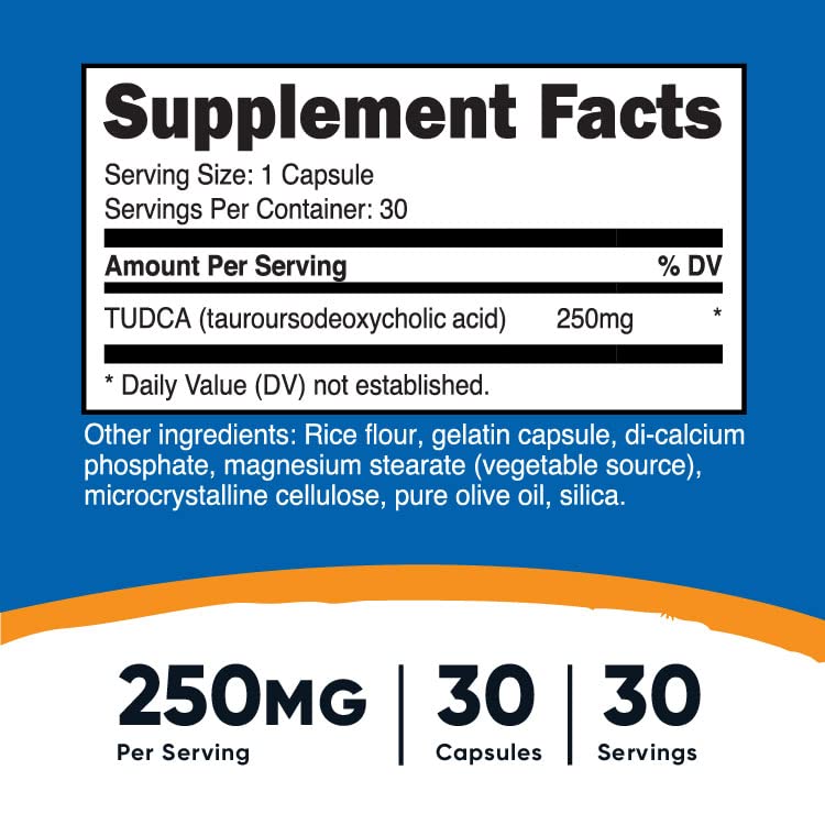 Foto 2 | Suplemento Nutricost Tudca 250 Mg 30 Cápsulas De Ácido Tauroursodesoxicólico - Venta Internacional.