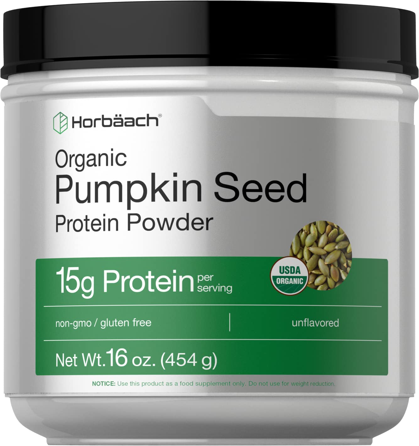 Foto 2 pulgar | Proteína En Polvo De Semillas De Calabaza Horbäach Orgánica 473 Ml 15 G - Venta Internacional.