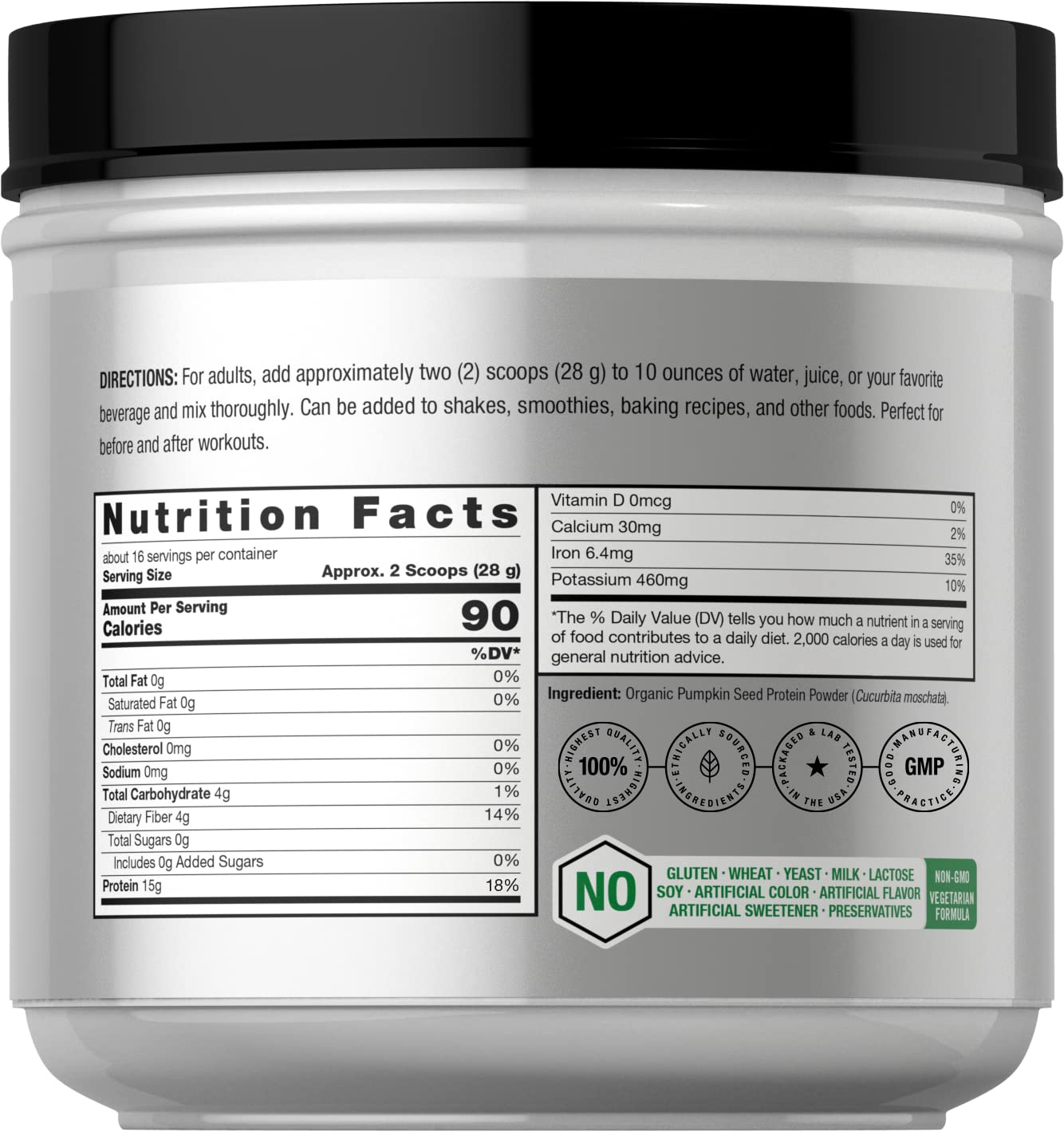 Foto 3 pulgar | Proteína En Polvo De Semillas De Calabaza Horbäach Orgánica 473 Ml 15 G - Venta Internacional.