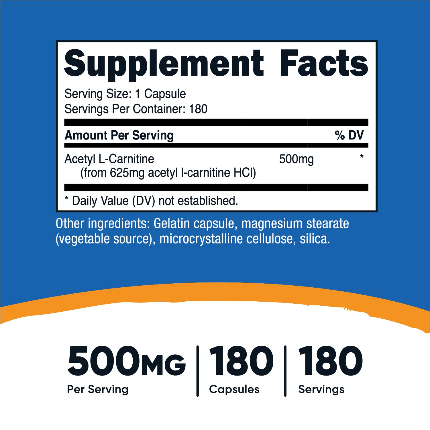 Foto 3 pulgar | Suplemento Nutricost Acetil L-carnitina 500 Mg 180 Cápsulas - Venta Internacional.
