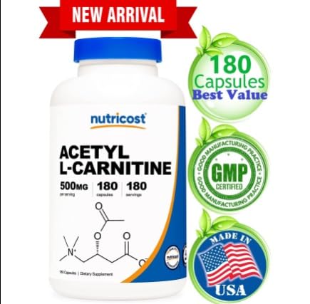 Foto 7 pulgar | Suplemento Nutricost Acetil L-carnitina 500 Mg 180 Cápsulas - Venta Internacional.