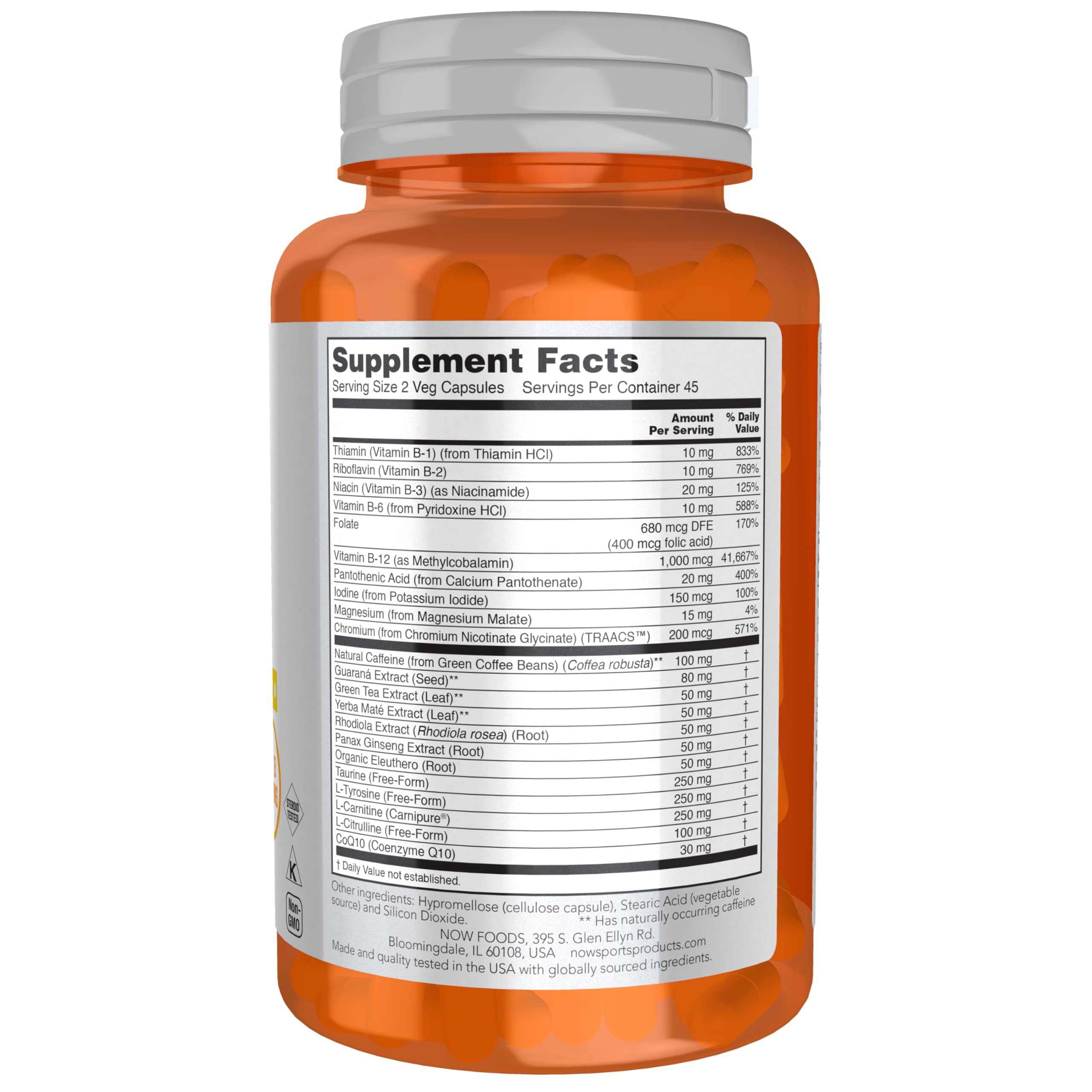 Foto 3 pulgar | Supplement Now Foods Sports Energy Extreme 90 Cápsulas Vegetarianas - Venta Internacional.