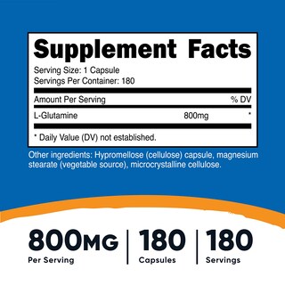 Foto 2 | Suplemento Nutricost L-glutamina 800 Mg 180 Cápsulas - Venta Internacional.
